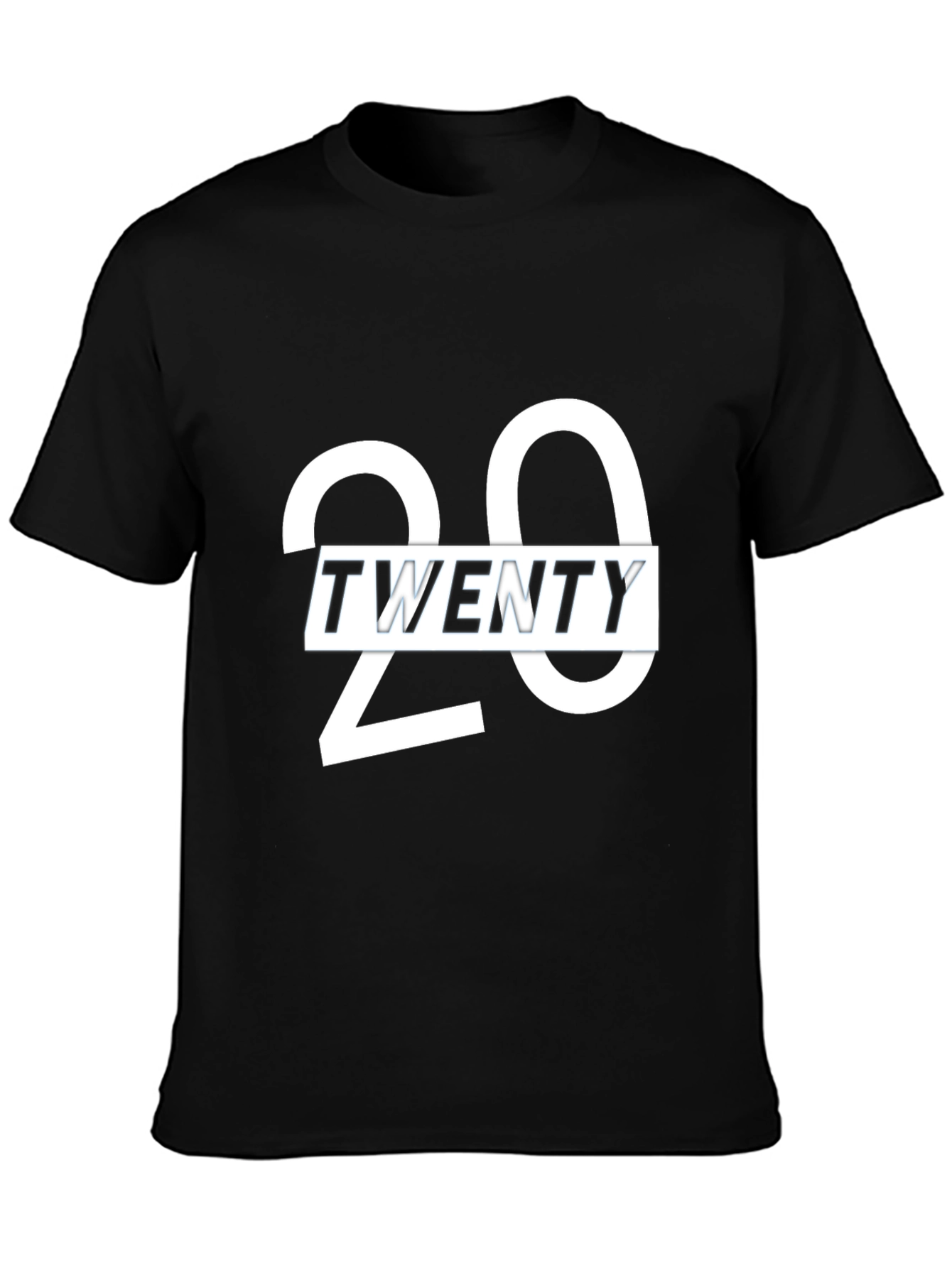 Black Stylish Twenty Graphic Print Crew Neck T-Shirt view 3
