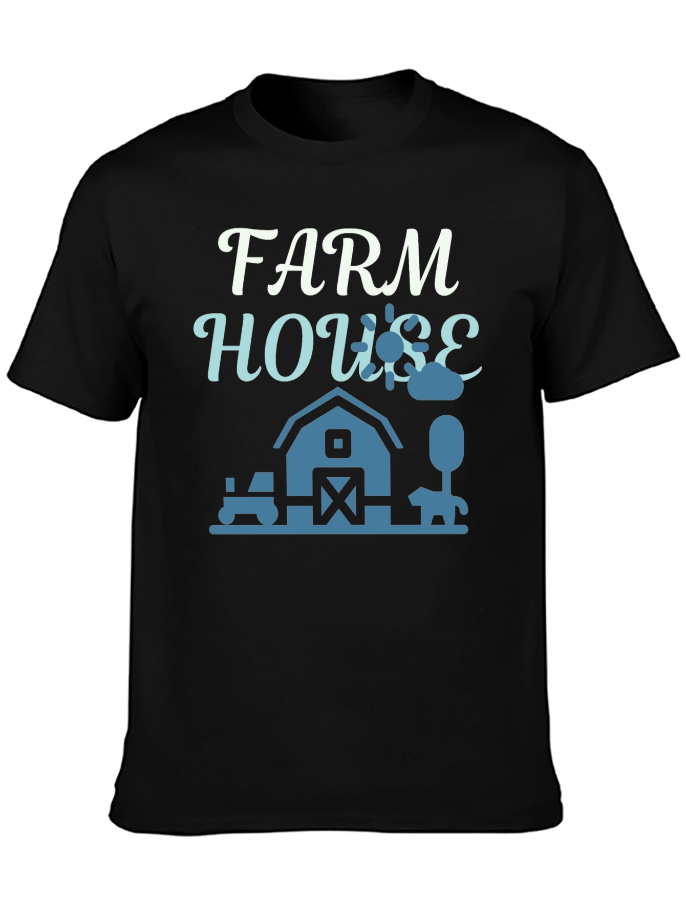 Black Farm House Graphic Tee - Black Cotton T-Shirt view 3