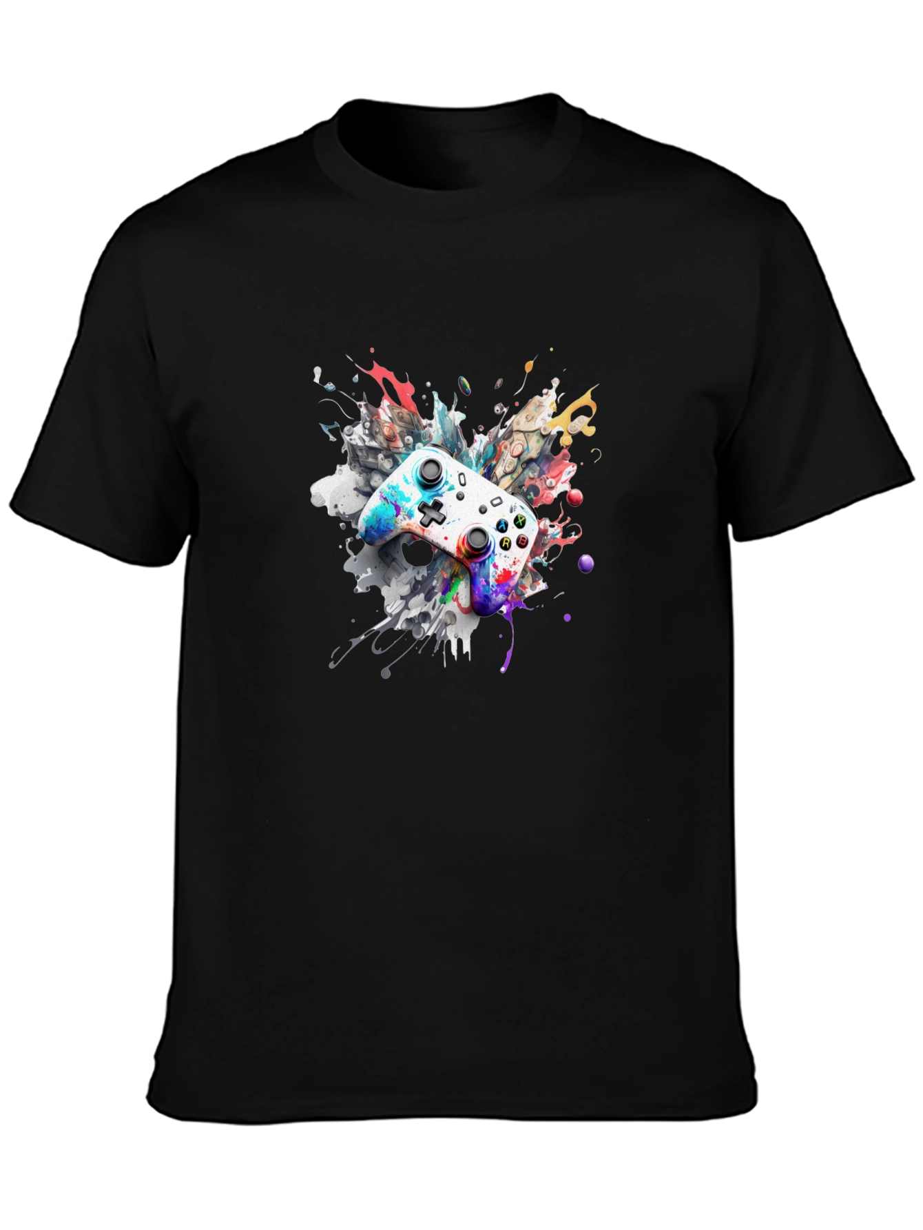 Black Colorful Gaming Controller T-Shirt view 3