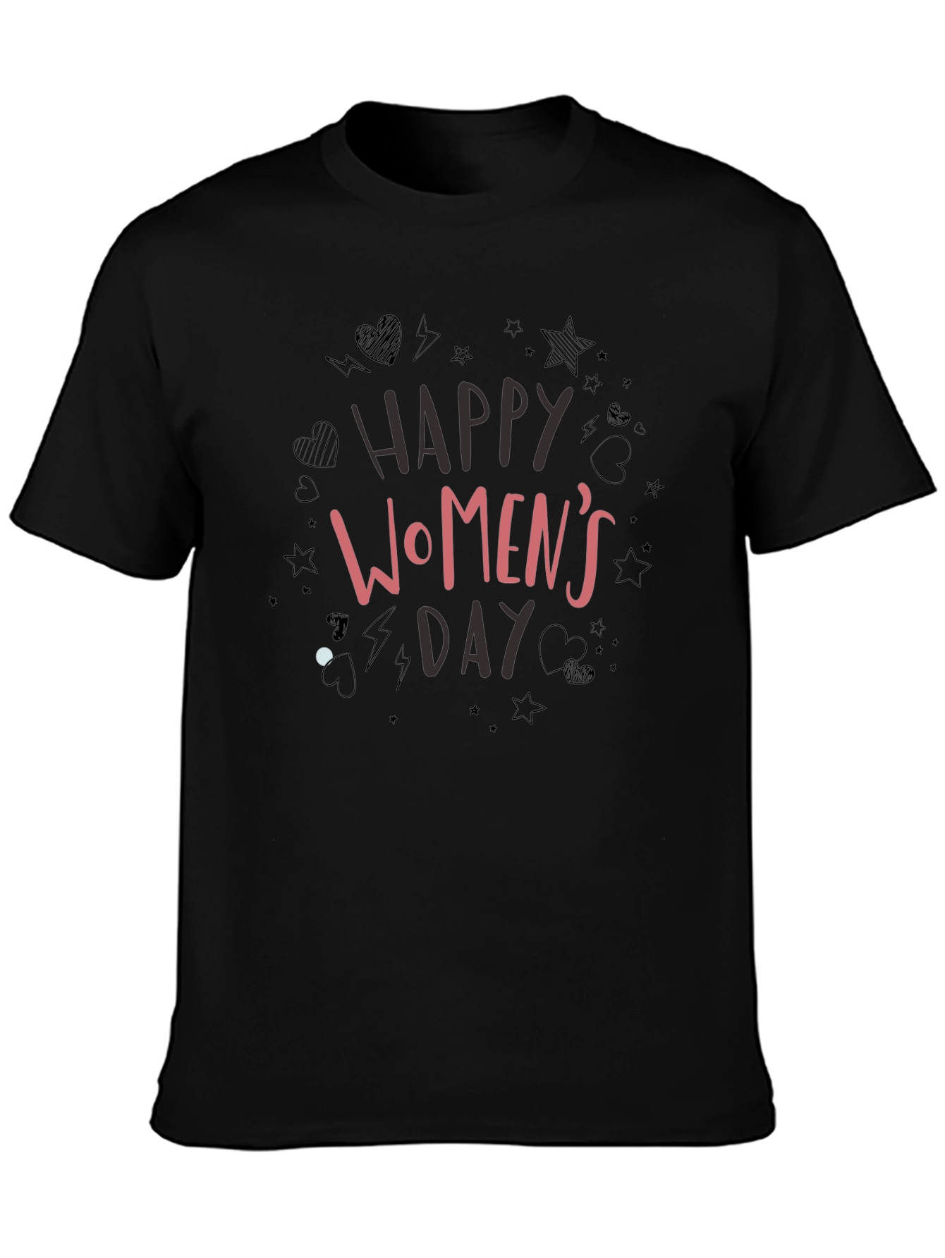 Black Happy Women's Day Black T-Shirt view 3