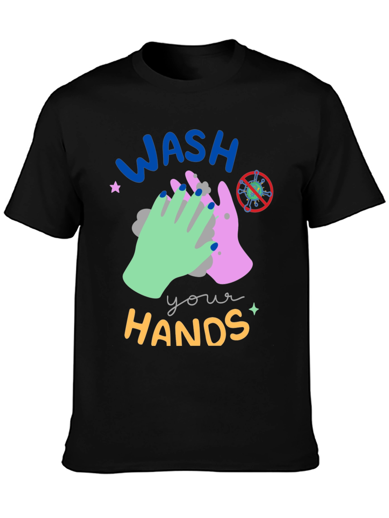 Black Wash Your Hands Graphic Tee - Black view 3