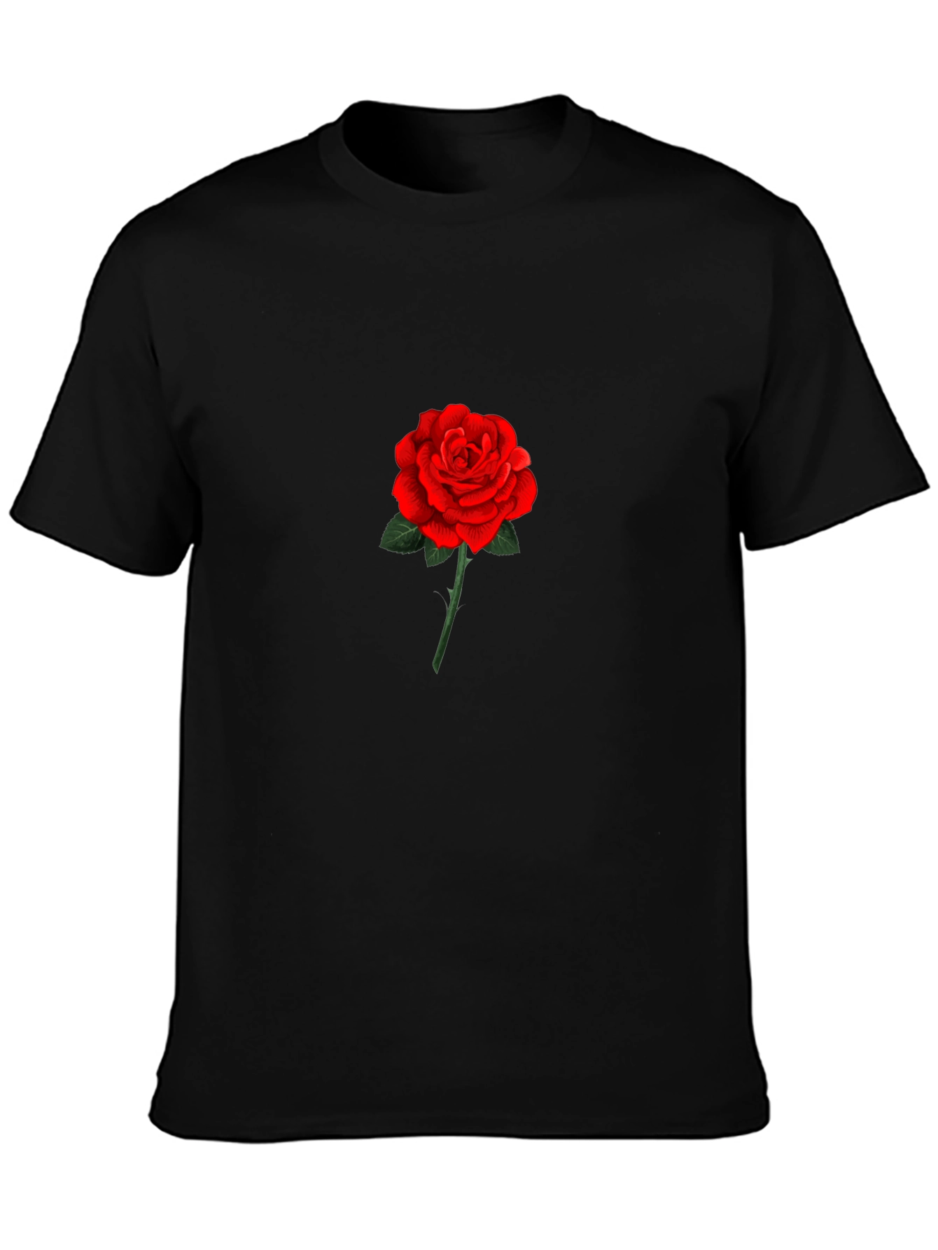 Black Red Rose Graphic T-Shirt - Stylish Floral Design view 3