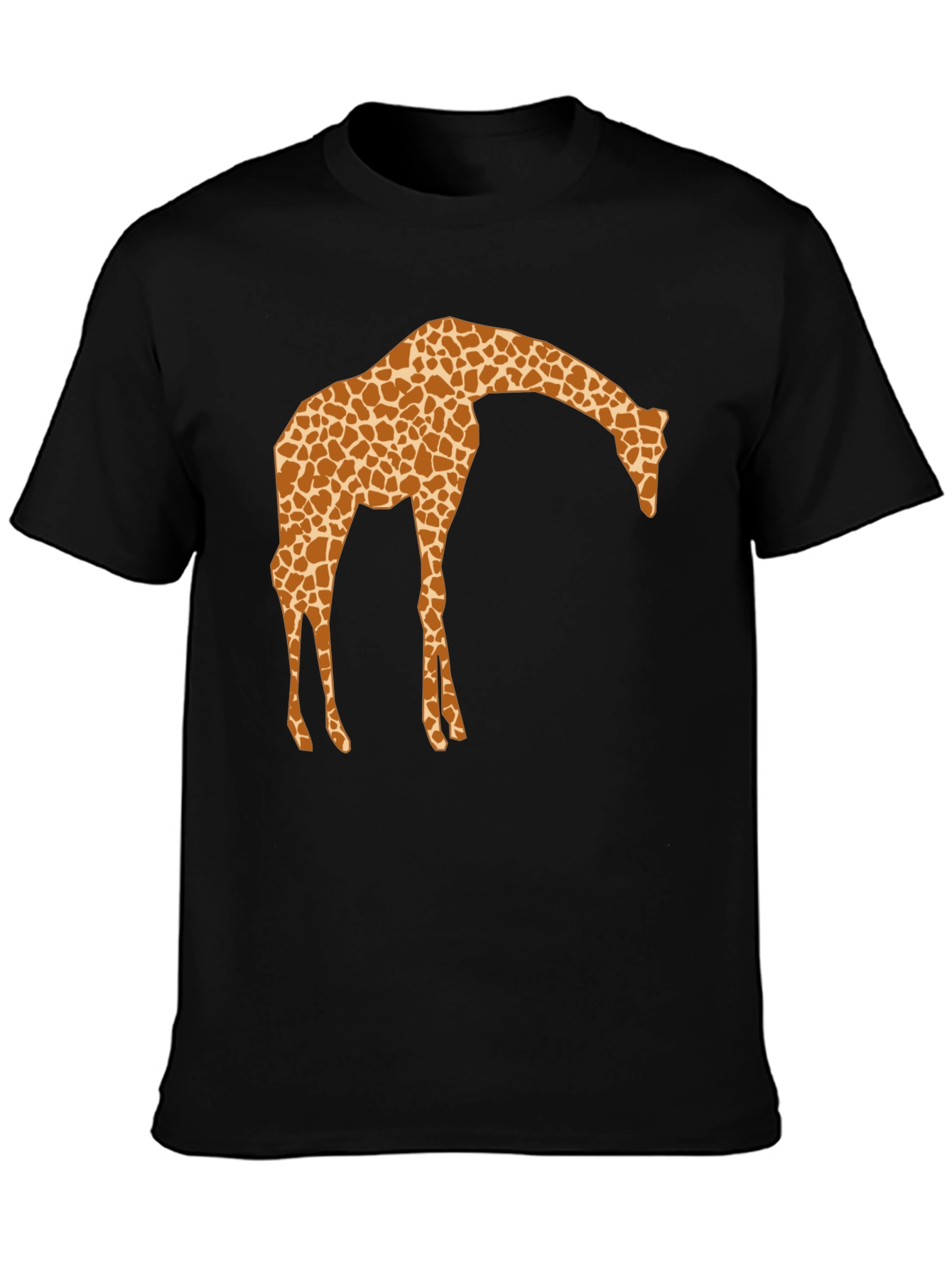 Black Giraffe Print Crew Neck T-Shirt view 3