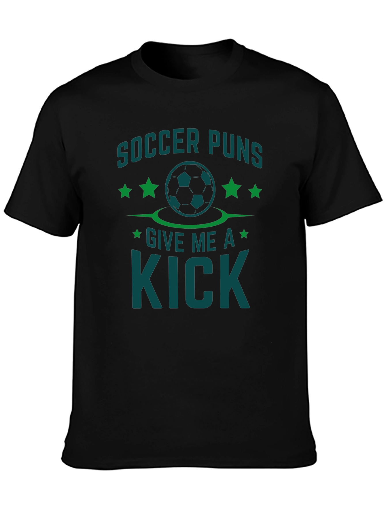 Black Soccer Puns Give Me a Kick Black T-Shirt view 3