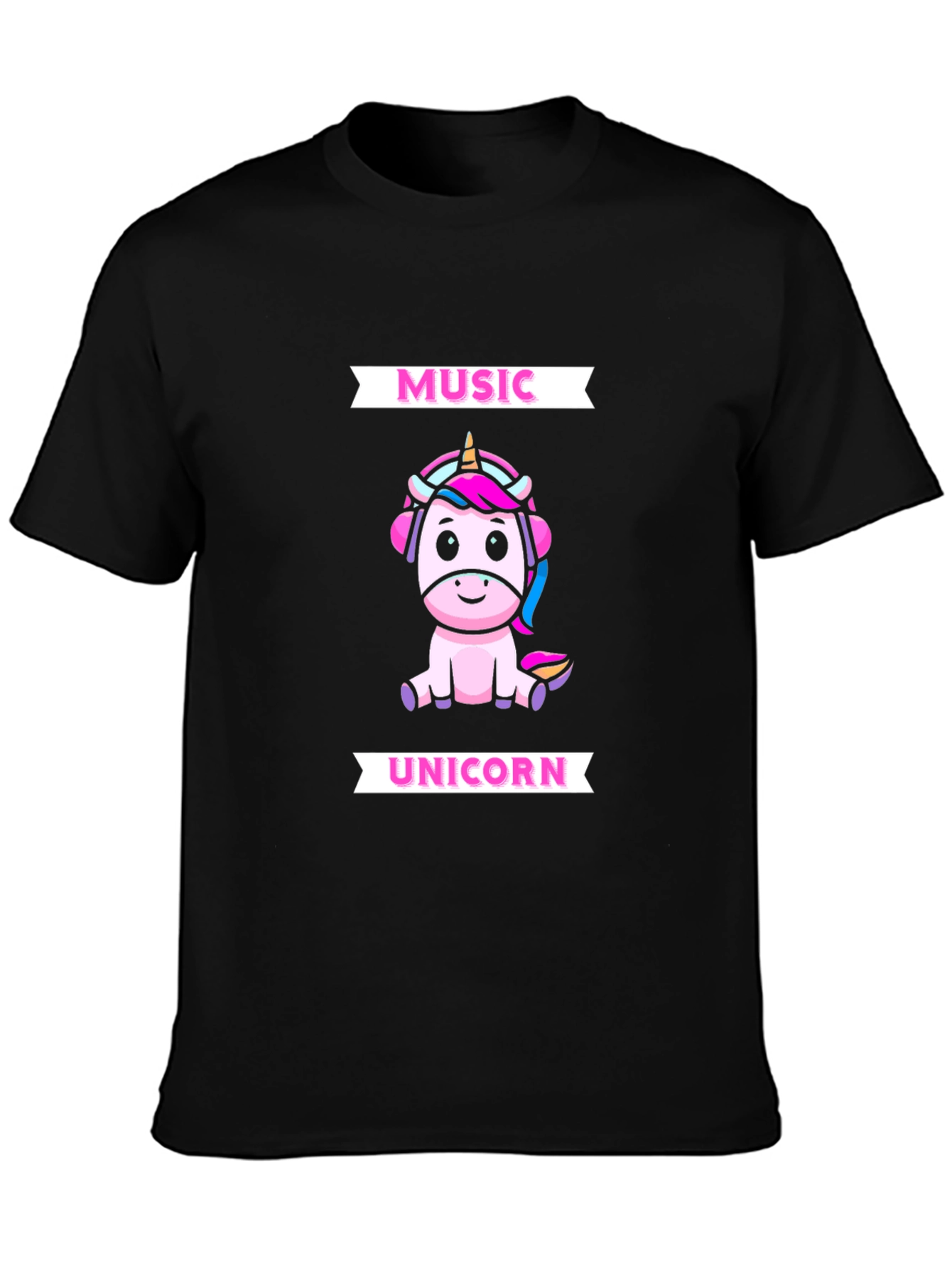 Black Music Unicorn Graphic T-Shirt view 3