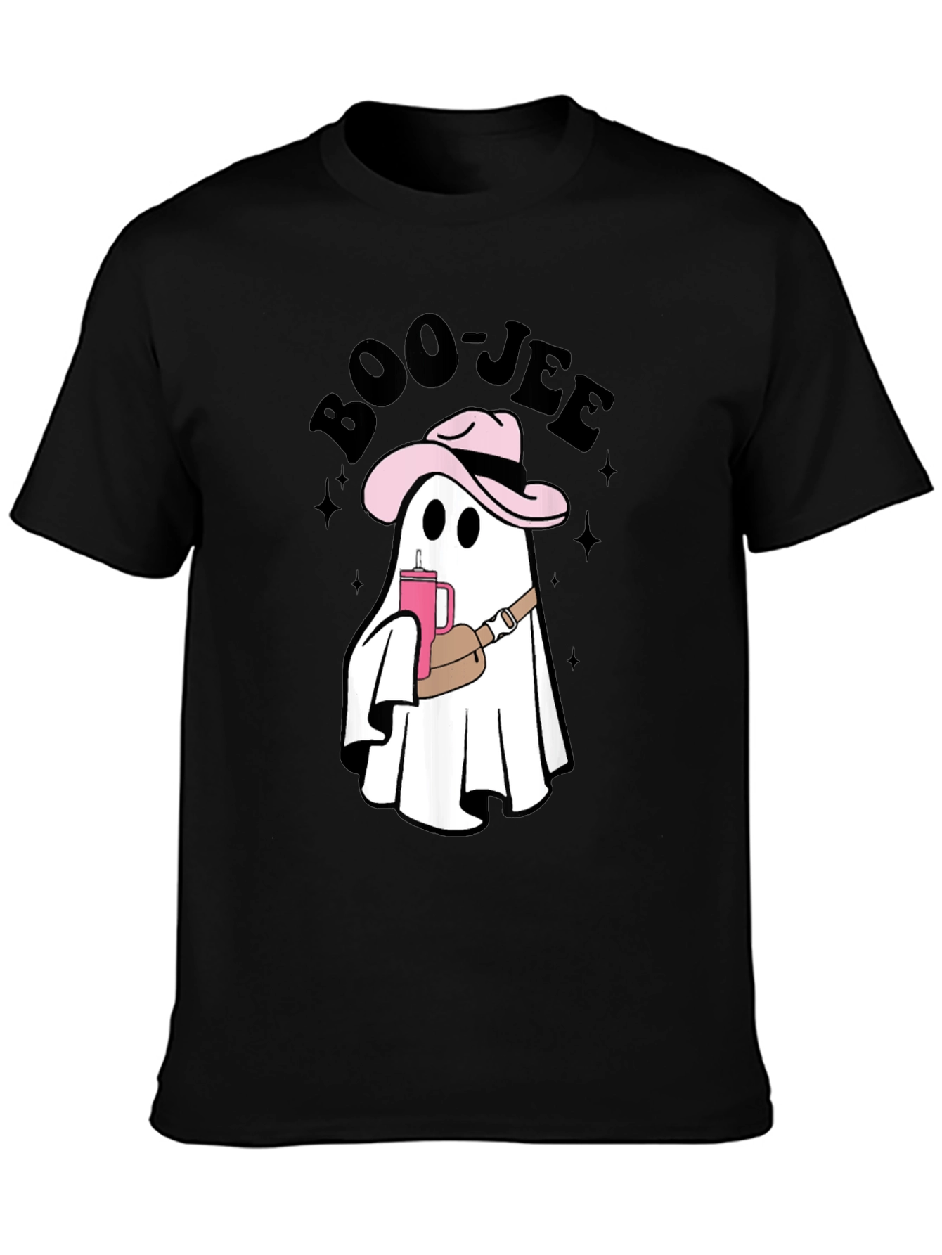 Black Boo-jee Cowboy Ghost T-Shirt - Spooky Chic Style view 3