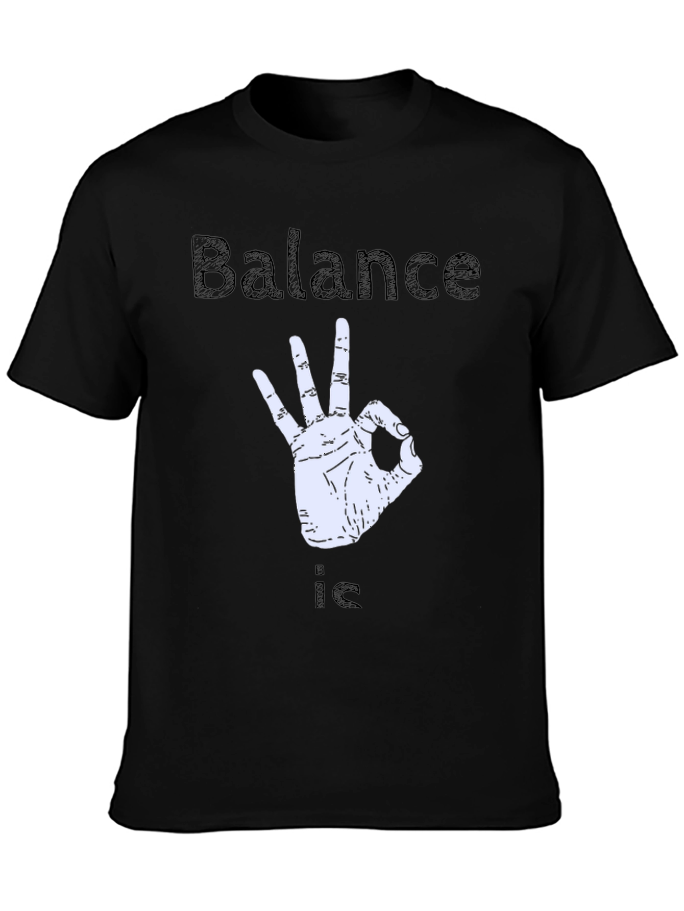 Black Balance is OK T-Shirt - Funny Gesture Tee view 3