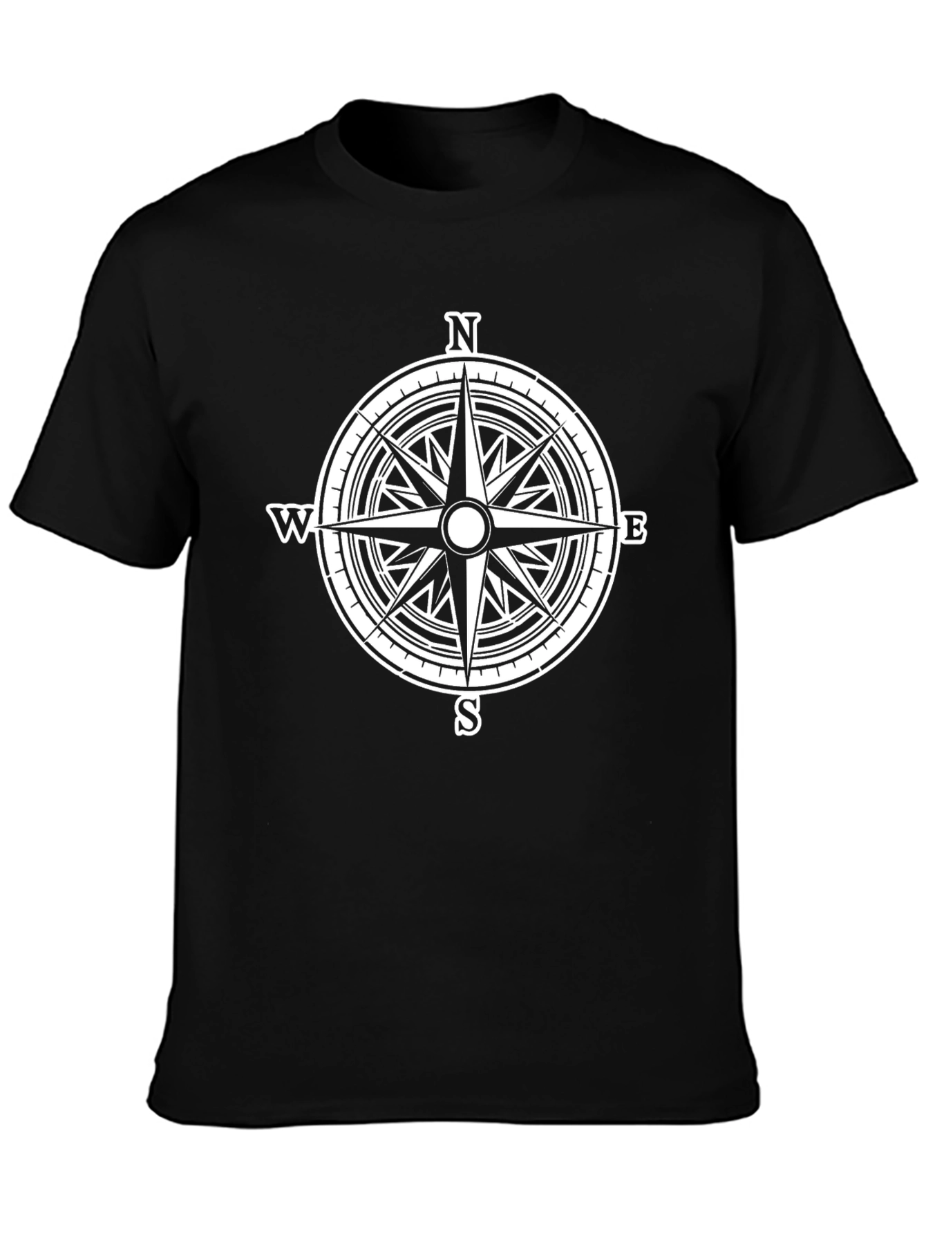 Black Compass Rose Graphic T-Shirt - Black view 3