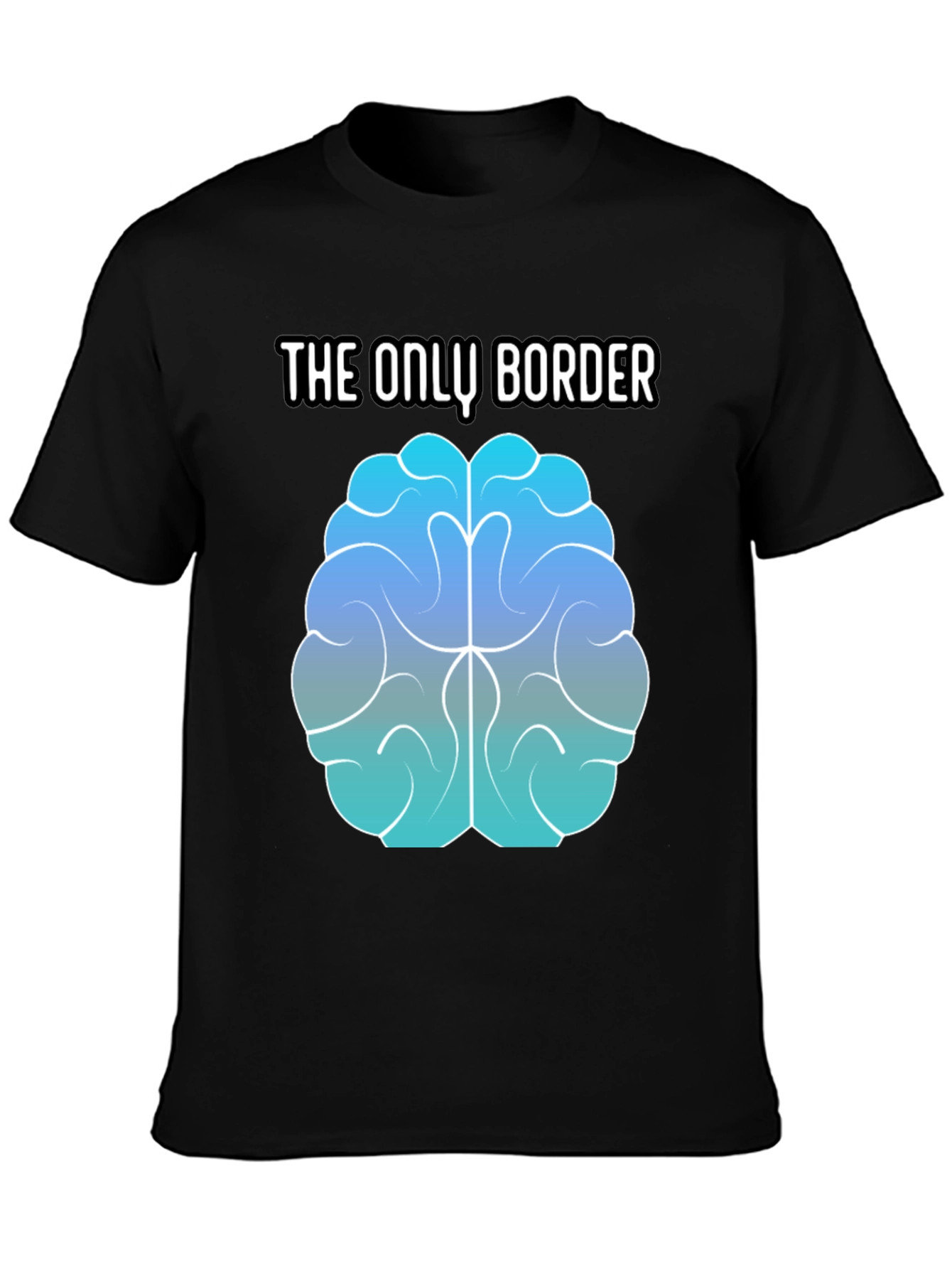 Black The Only Border Brain Graphic T-Shirt - Unisex Black Tee view 3