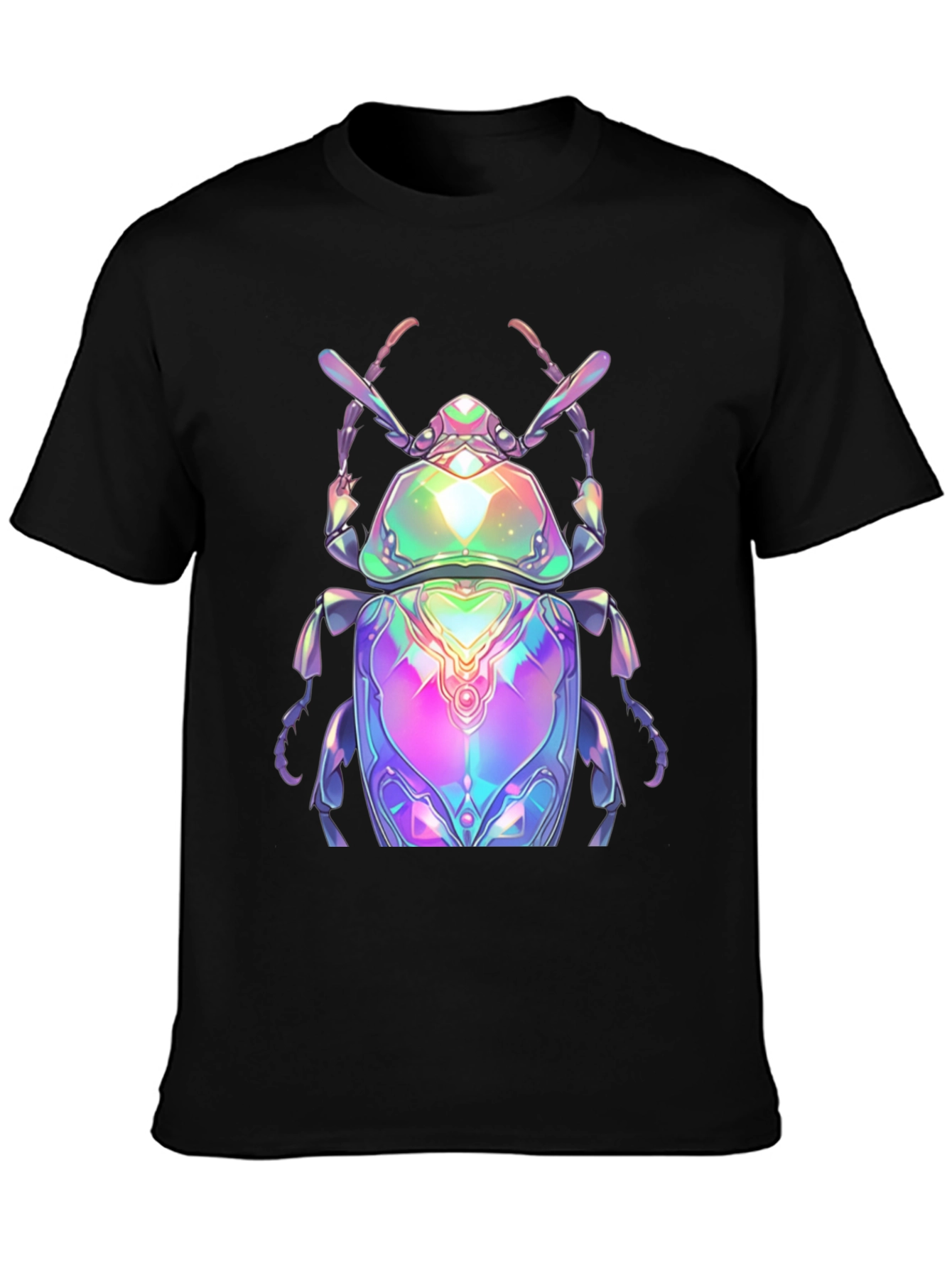 Black Iridescent Beetle Graphic Tee - Men's Black T-Shirt view 3