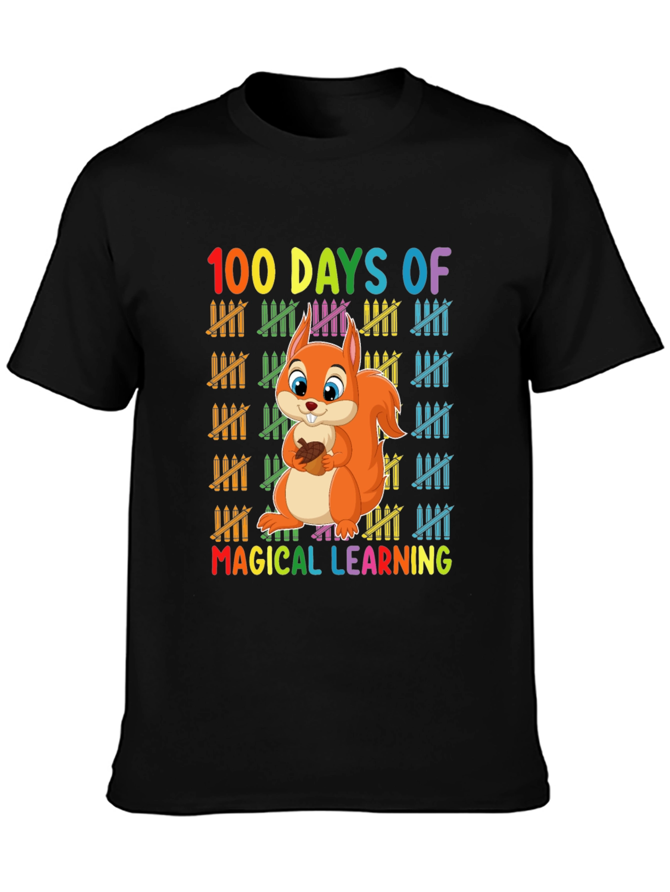 Black 100 Days of Magical Learning T-Shirt view 3
