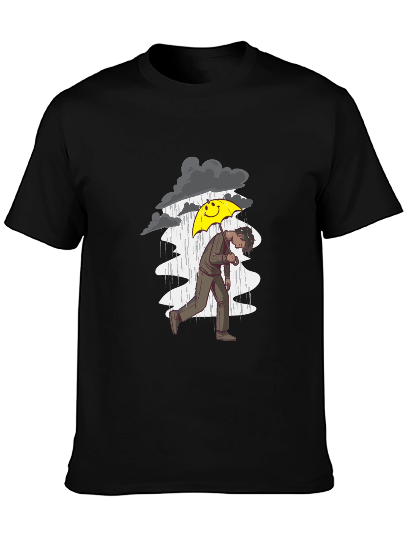 Black Rainy Day Graphic Tee - Men's Black T-Shirt view 3