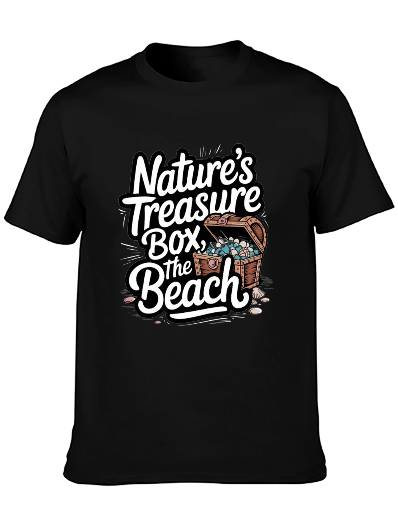 Black Nature's Treasure Beach T-Shirt - Black Graphic Tee view 3