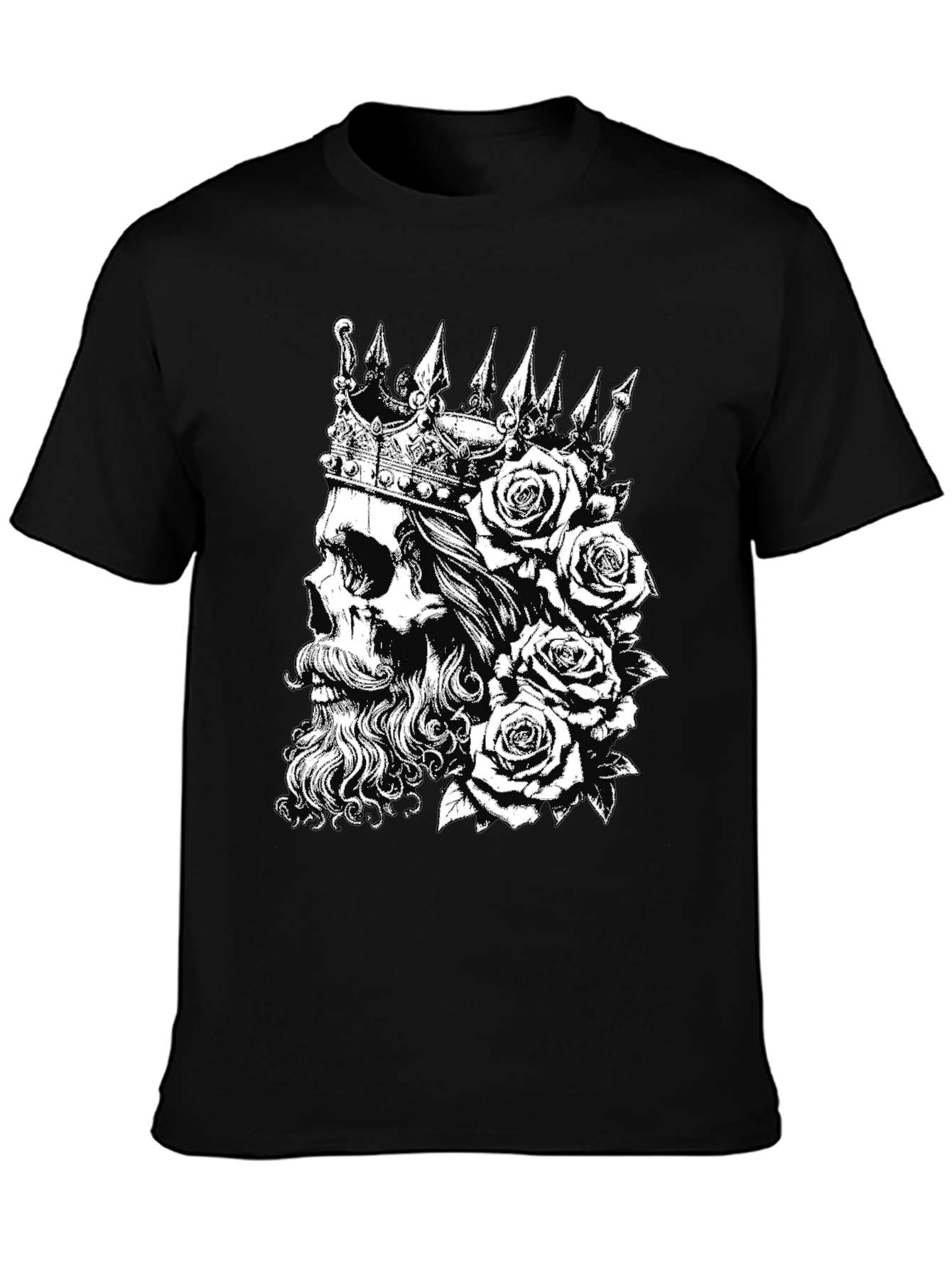 Black Skull King Rose T-Shirt - Black view 3