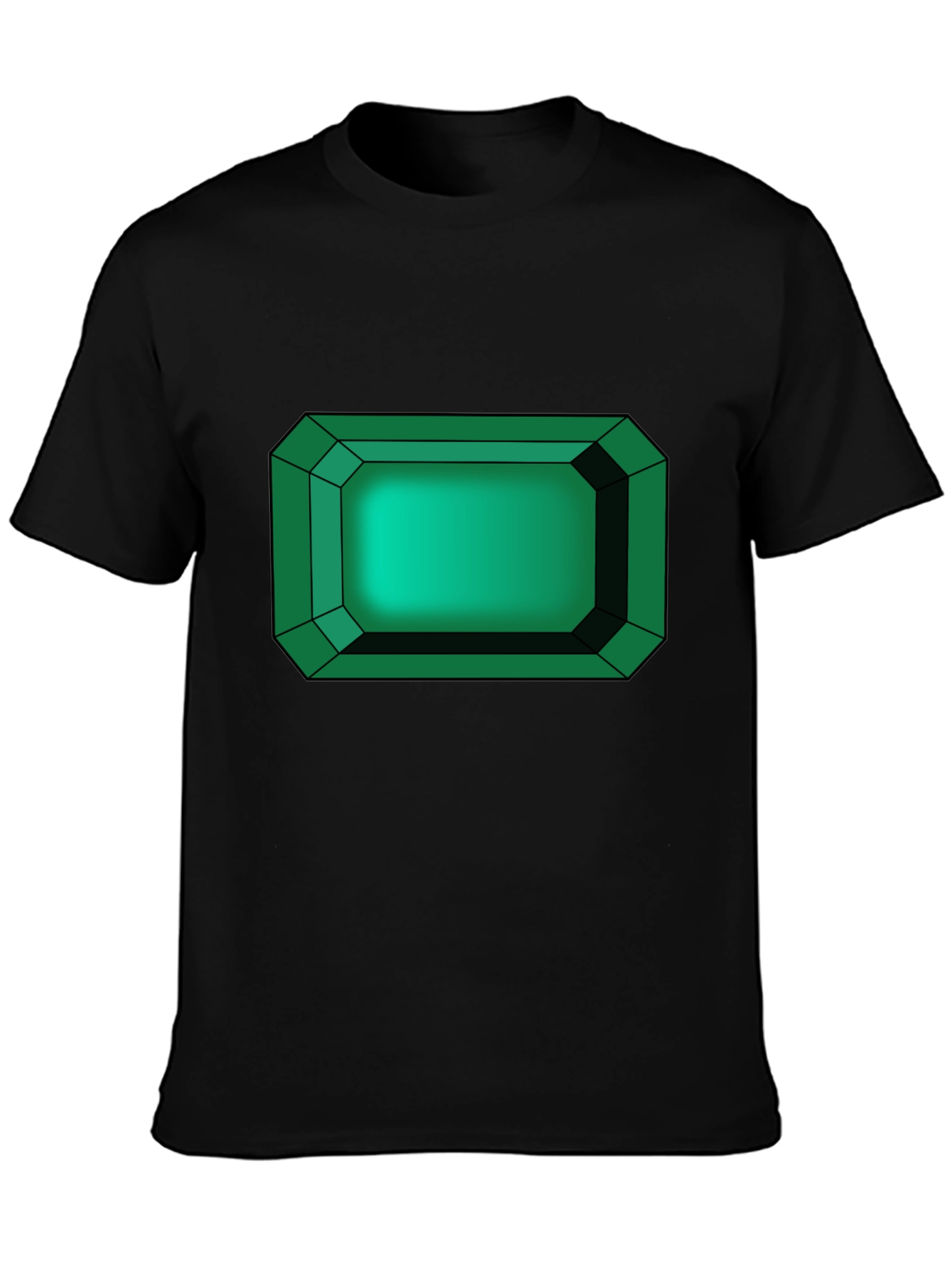 Black Emerald Gemstone Graphic Tee - Black Cotton T-Shirt view 3