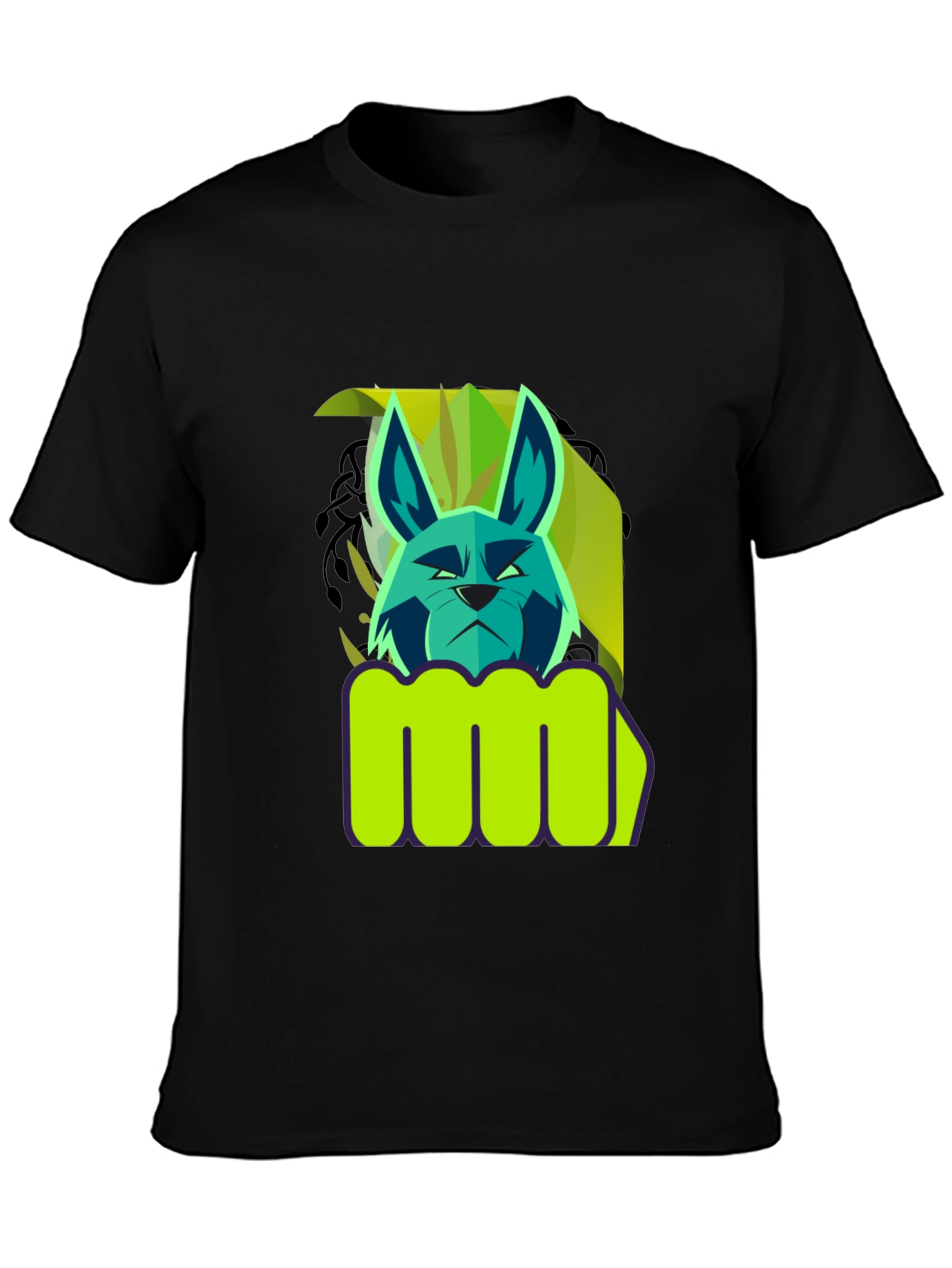 Black Cool Cat Fist Graphic Tee - Black Cotton Blend view 3