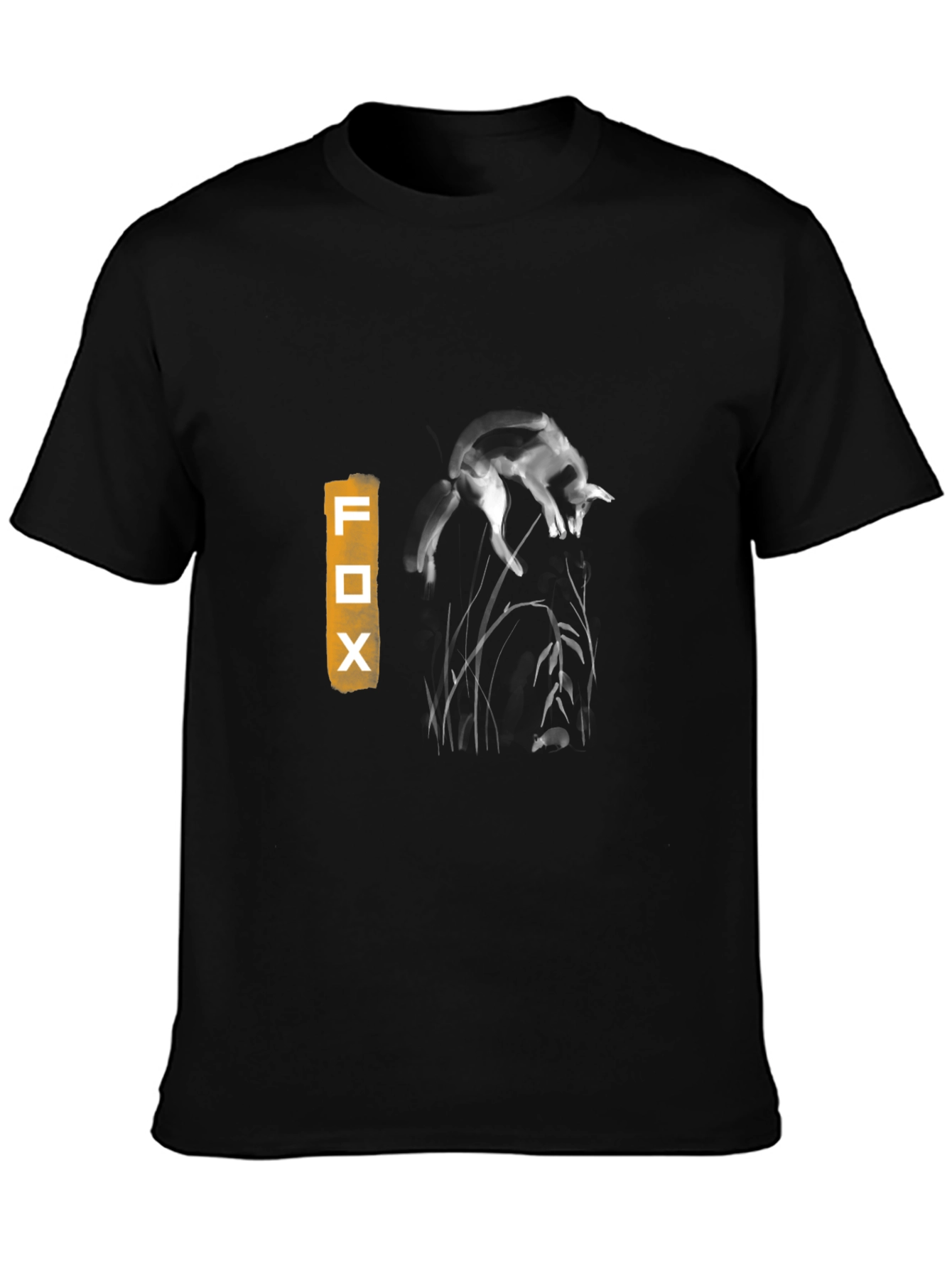 Black Fox Graphic Print T-Shirt - Black view 3