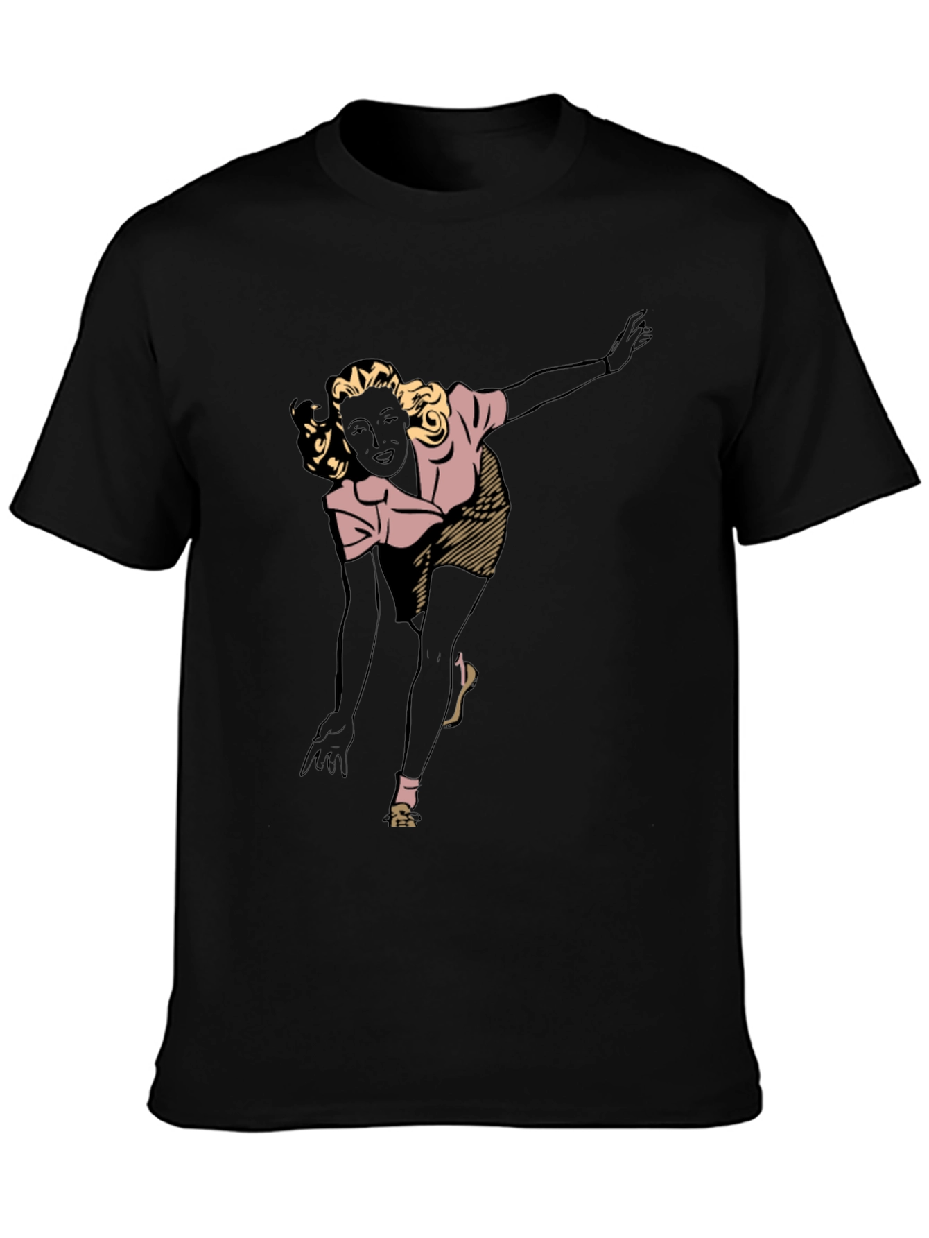 Black Retro Bowling Girl Graphic Tee view 3