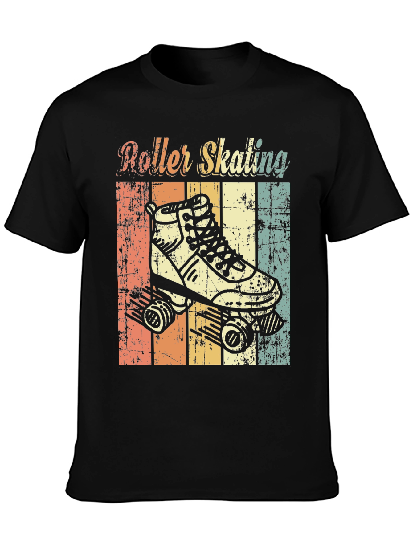 Black Retro Roller Skating T-Shirt view 3
