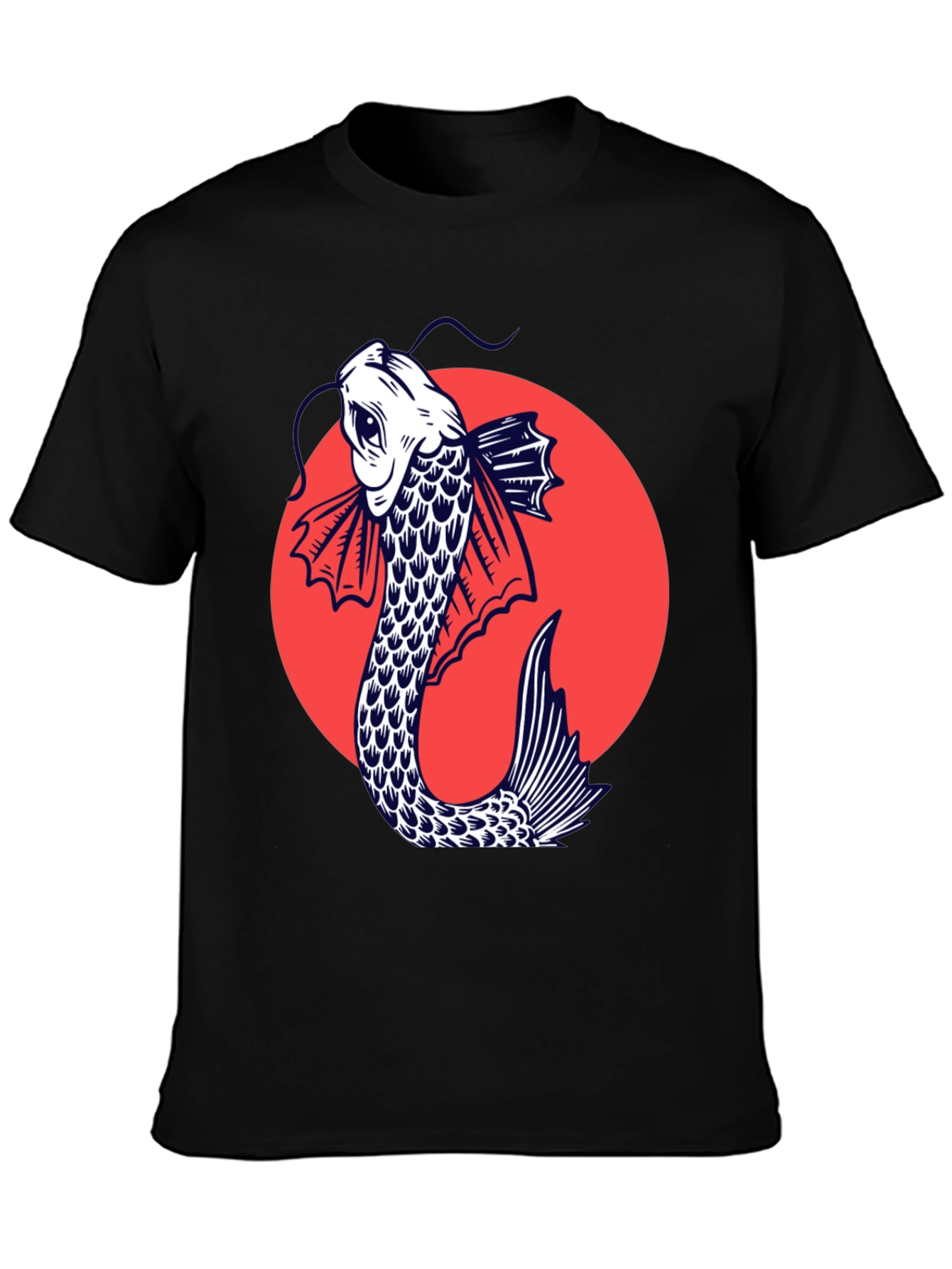 Black Koi Fish Graphic Tee - Stylish Japanese Art Shirt view 3