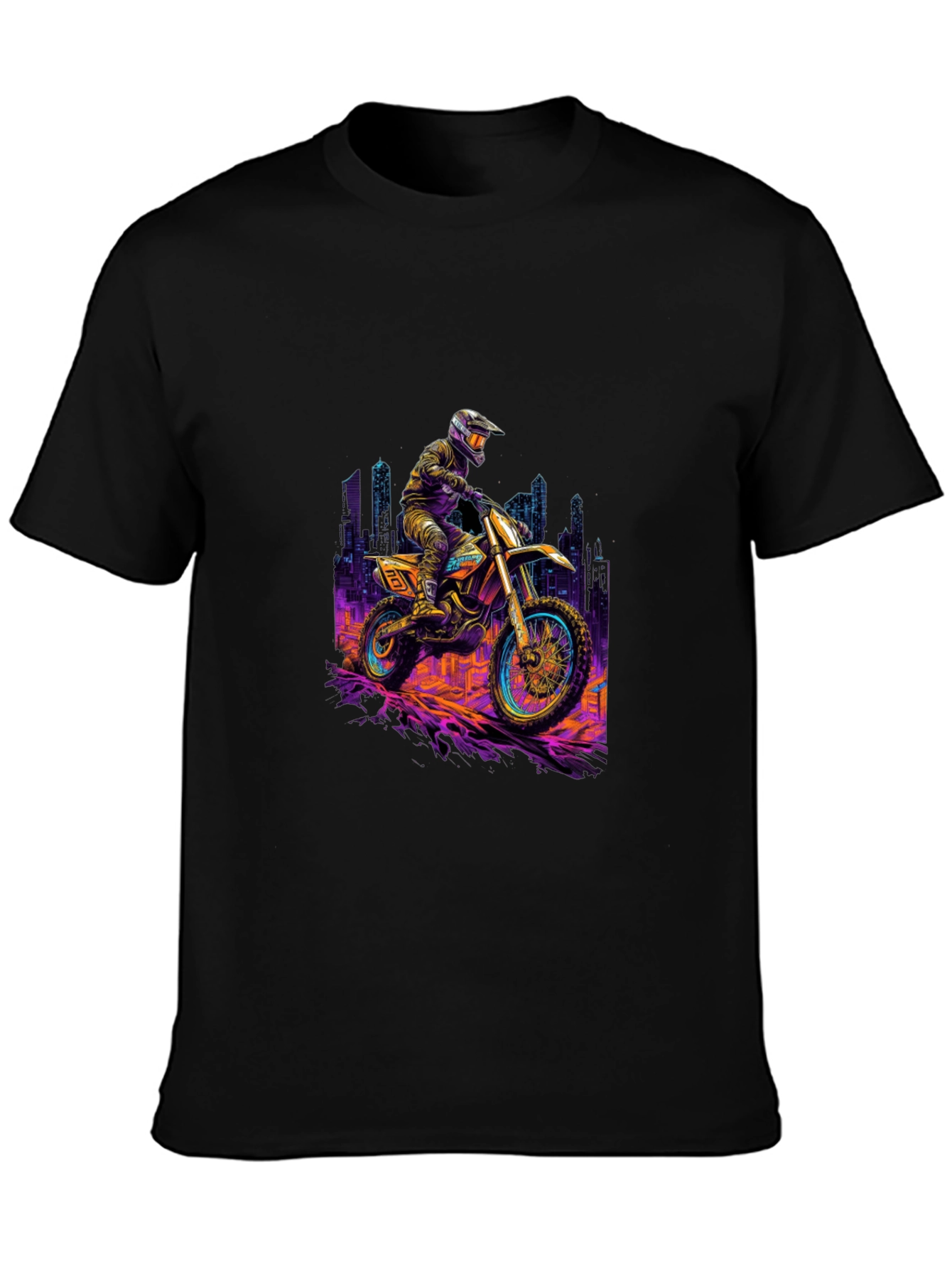Black Motorcycle Ride T-Shirt - Black Cotton Blend view 3
