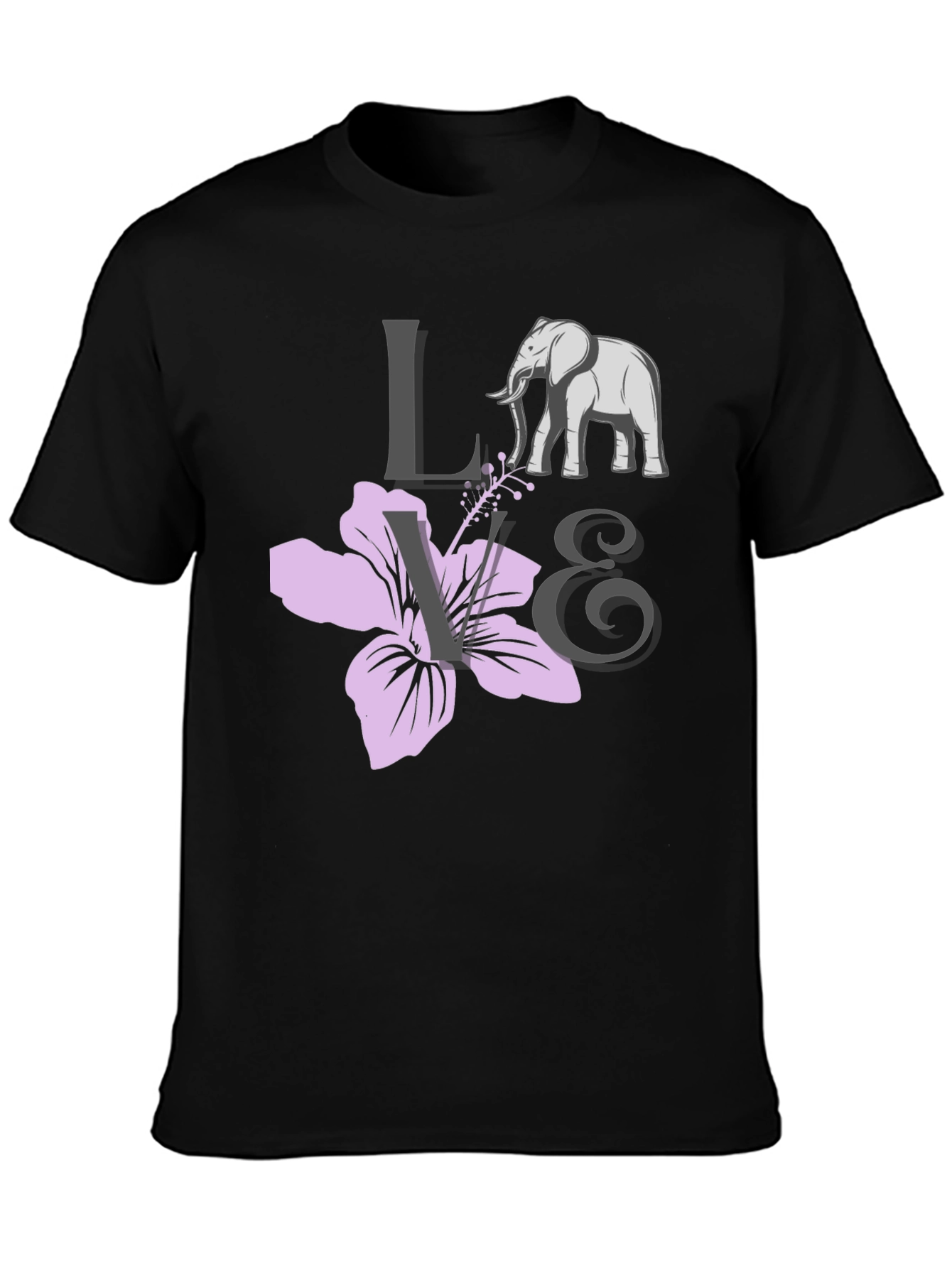 Black Love Elephants Black Graphic Tee view 3
