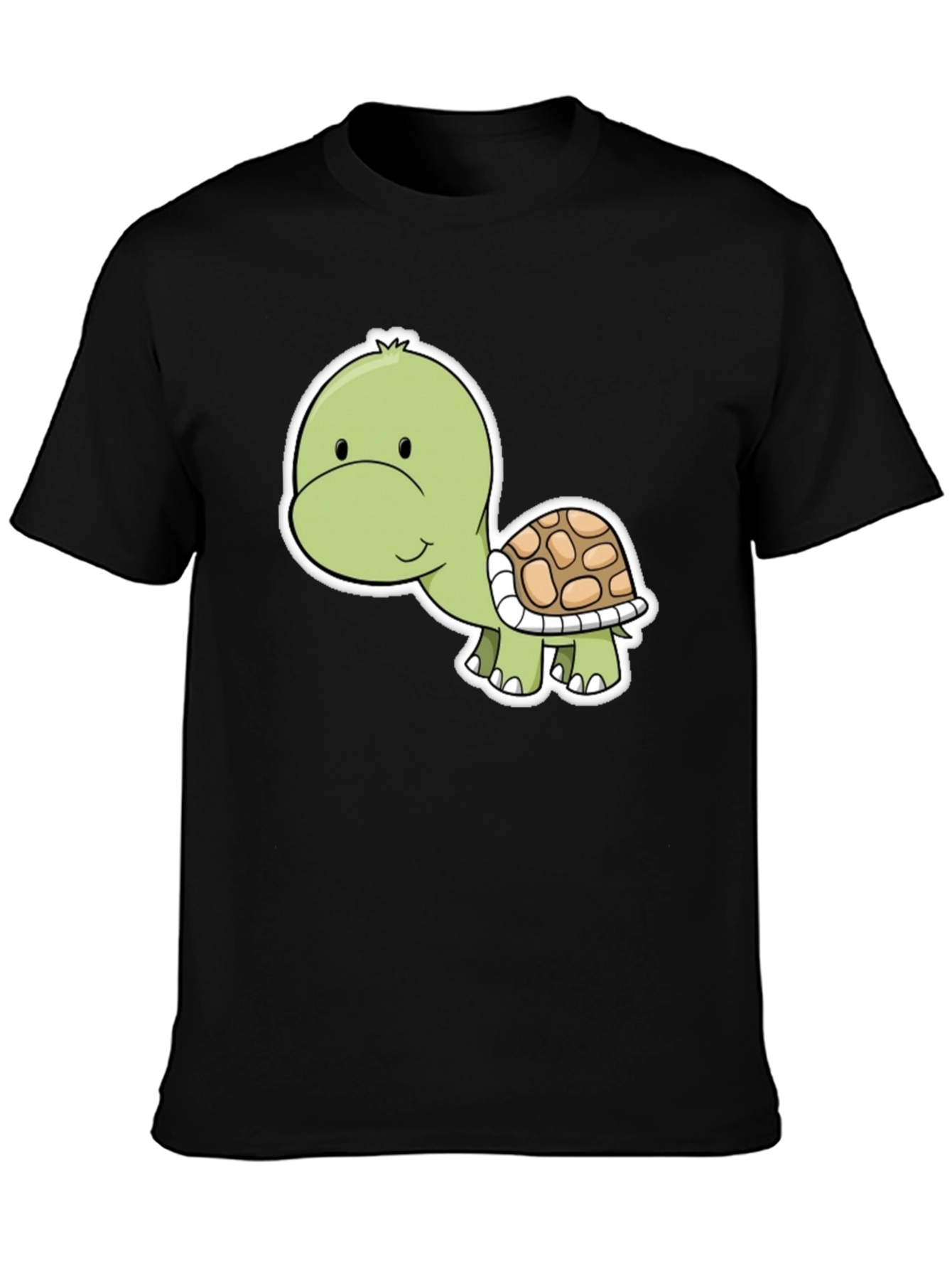 Black Cute Turtle Graphic Tee - Soft Cotton Blend view 3