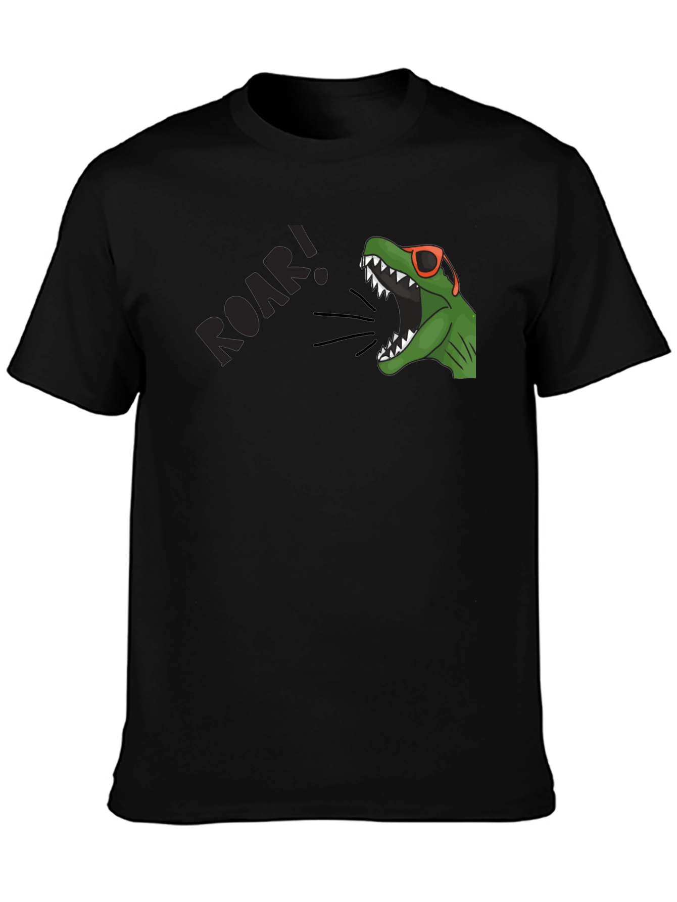 Black Roaring Dino T-Shirt view 3