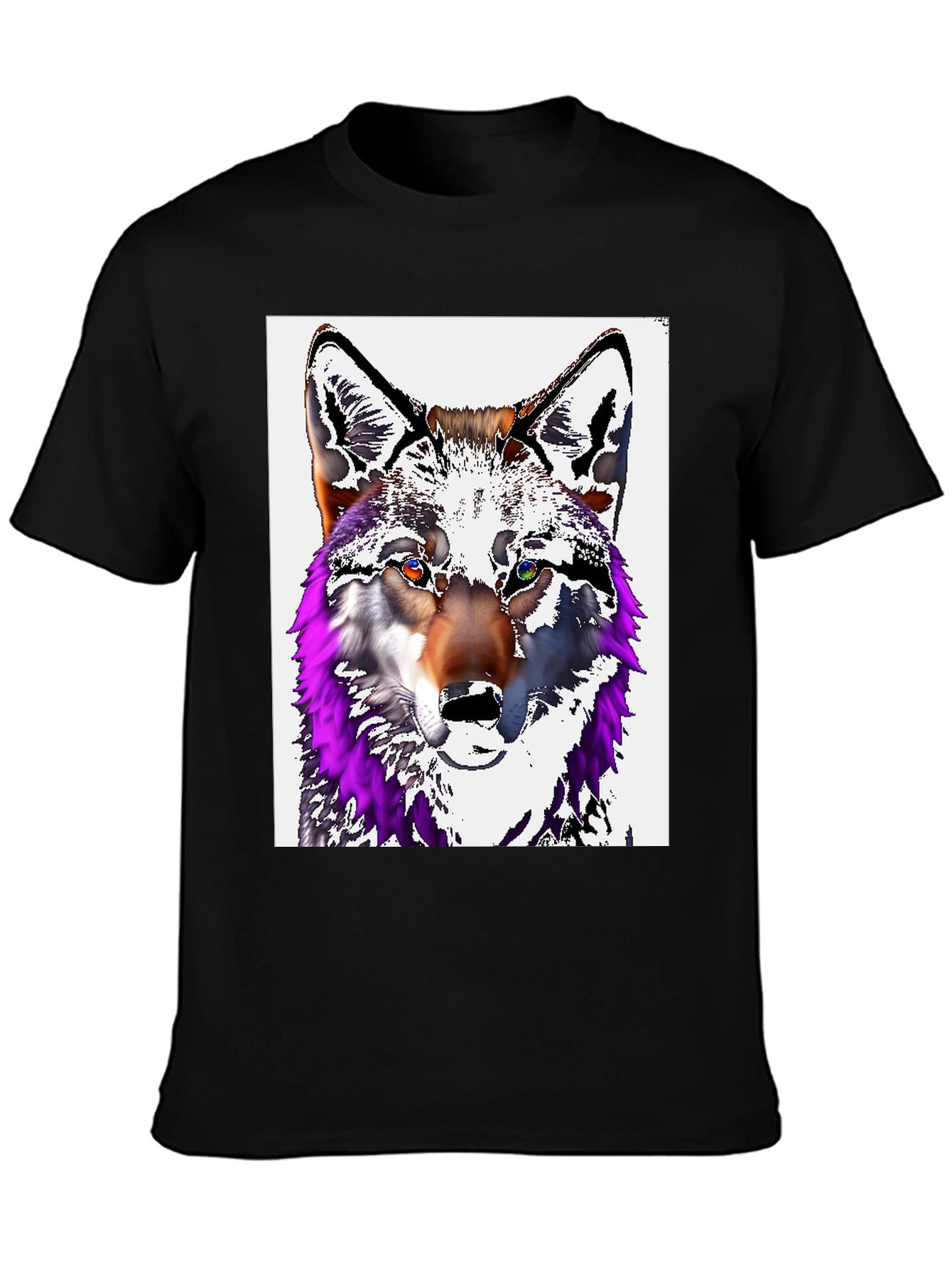 Black Wolf Graphic Tee - Men's Black Cotton T-Shirt view 3
