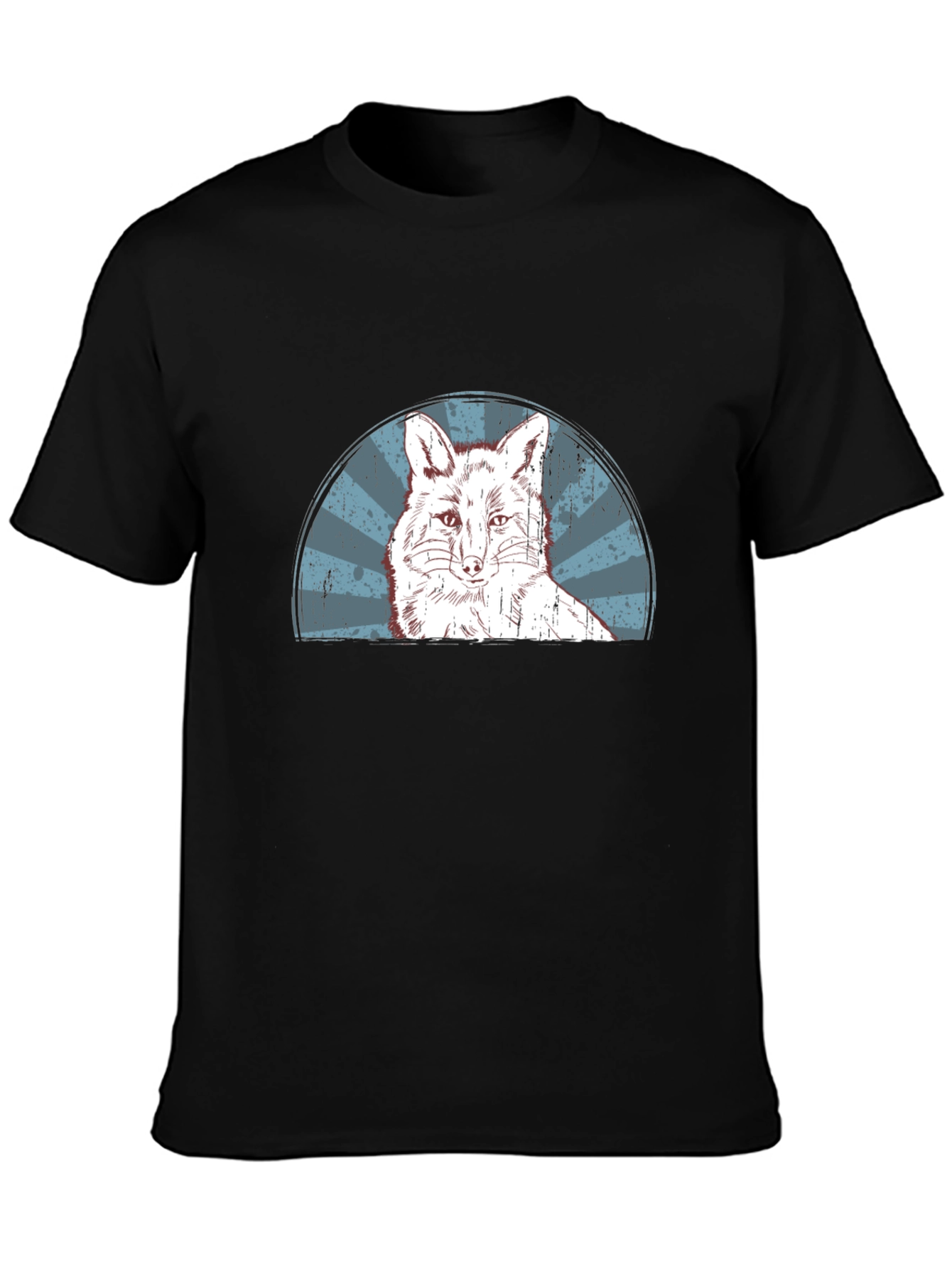 Black Vintage Fox Graphic Tee - Soft Black Cotton T-Shirt view 3
