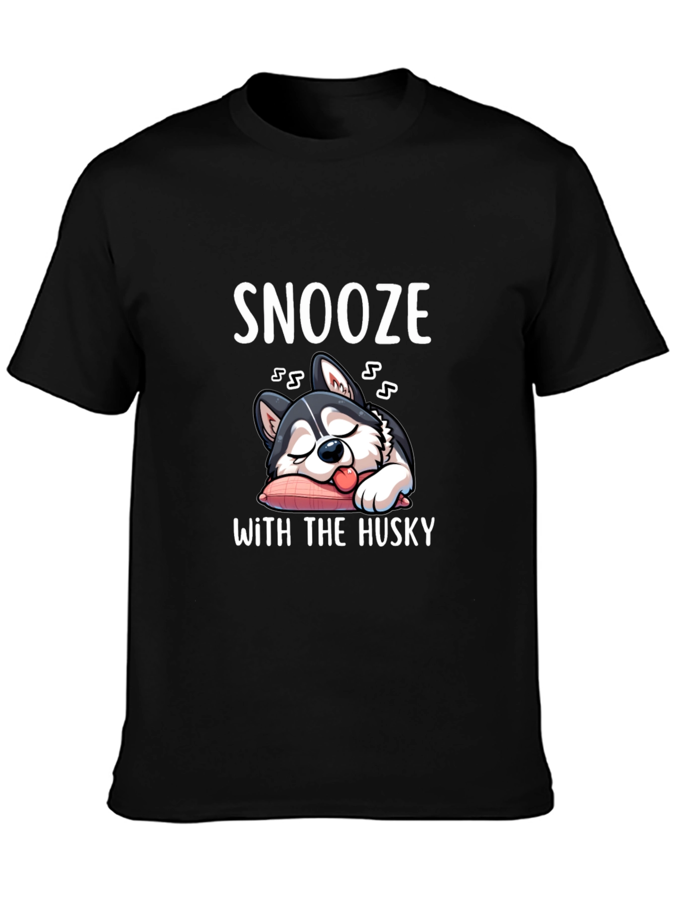 Black Snooze With the Husky T-Shirt view 3