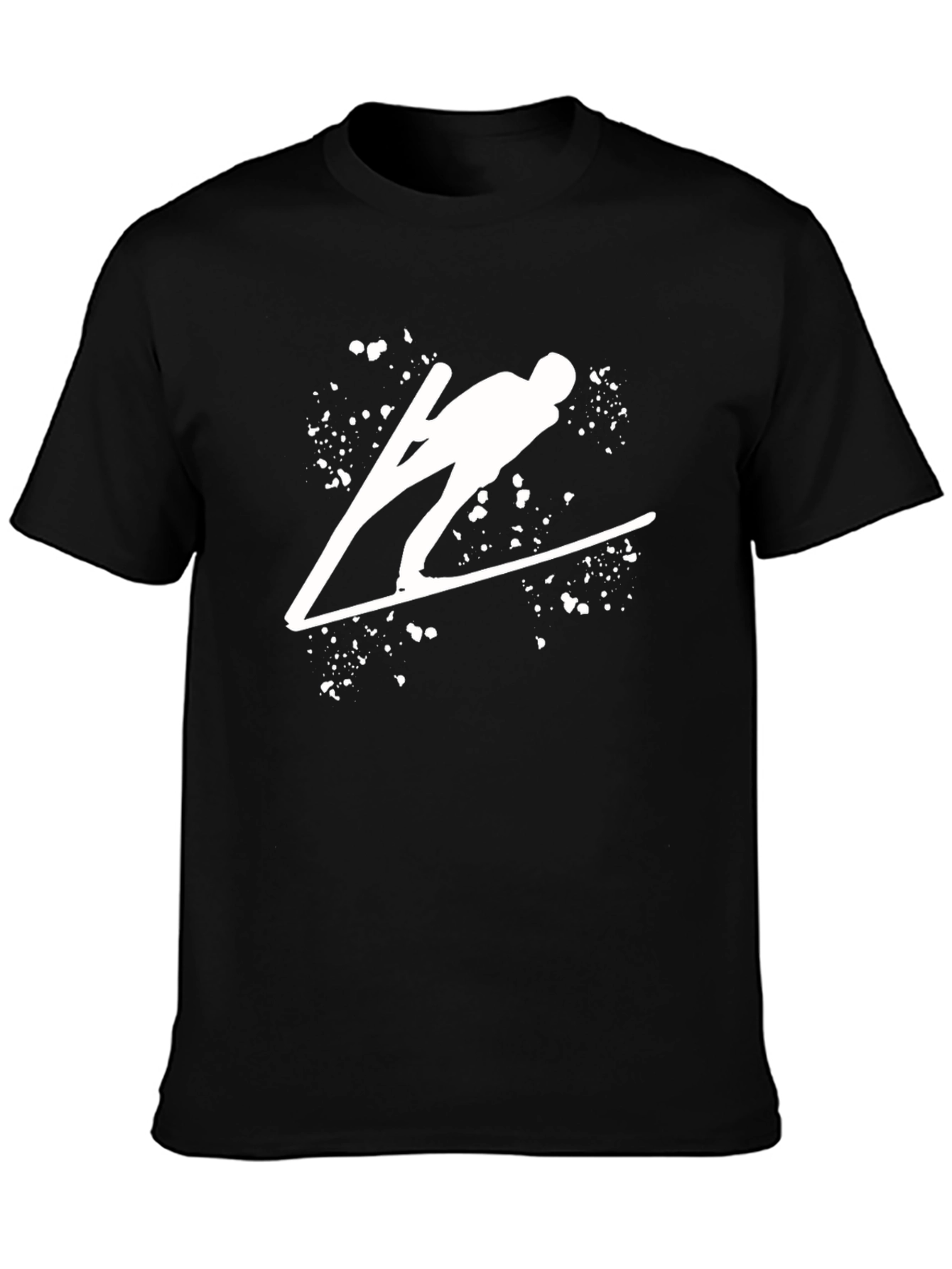 Black Ski Jumping T-Shirt: Graphic Tee for Winter Sports view 3
