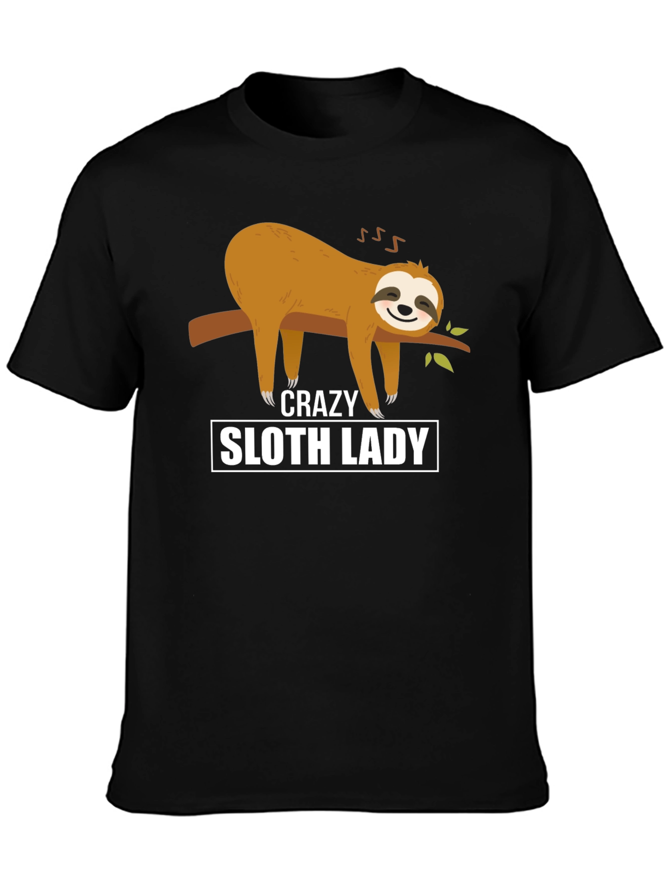 Black Crazy Sloth Lady Graphic Tee view 3