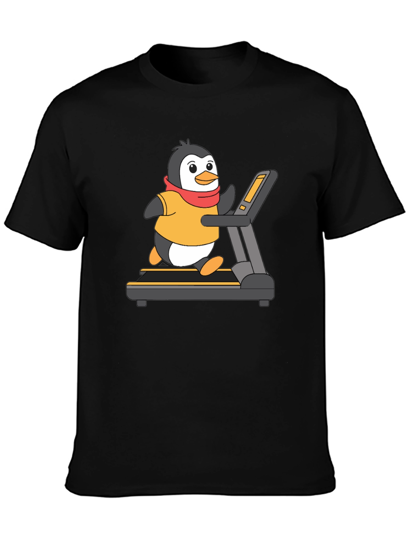 Black Penguin Treadmill Graphic Tee - Workout Humor view 3