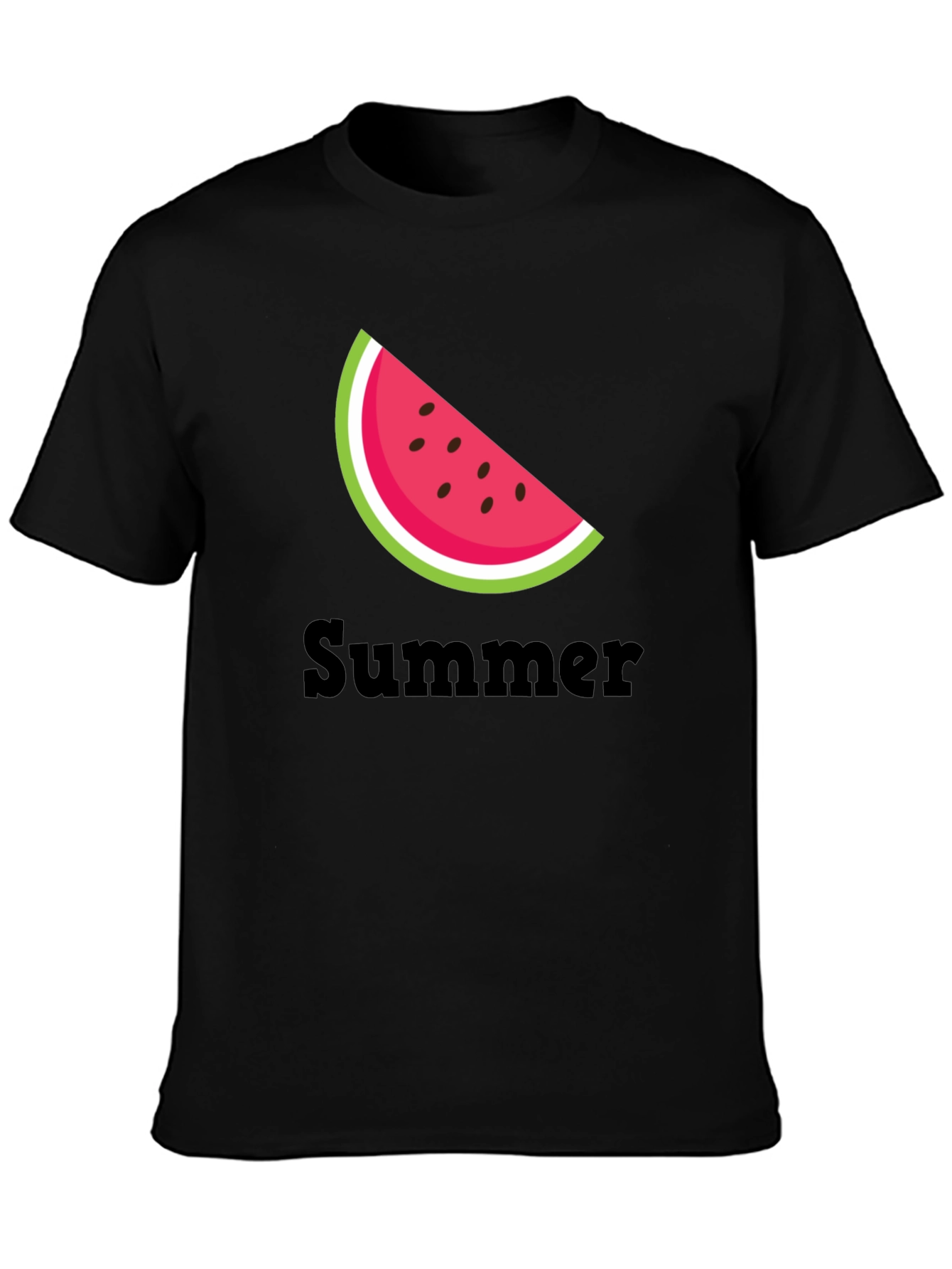 Black Summer Watermelon Slice Black T-Shirt view 3