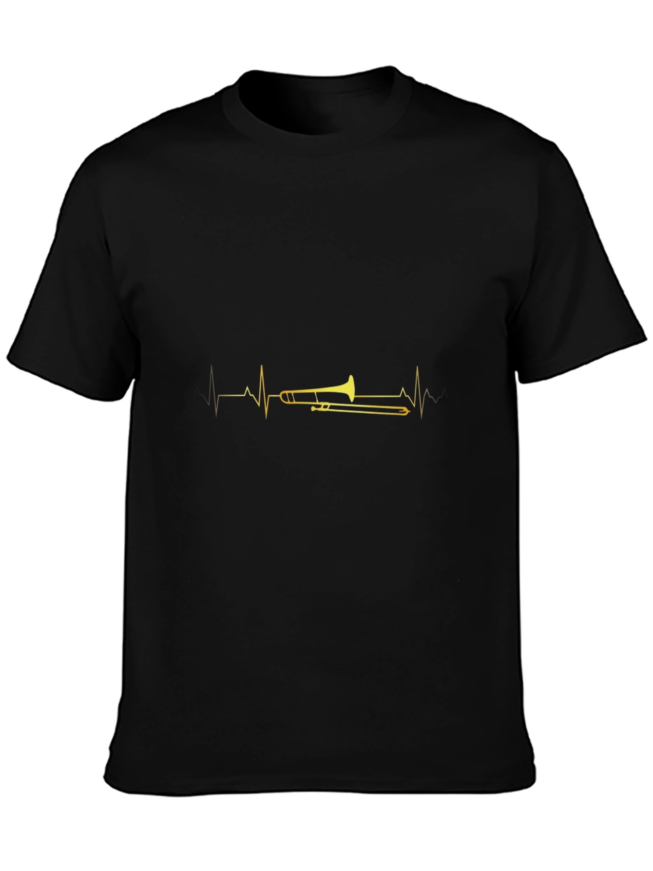 Black Trombone Heartbeat Graphic Tee - Musician's Delight view 3