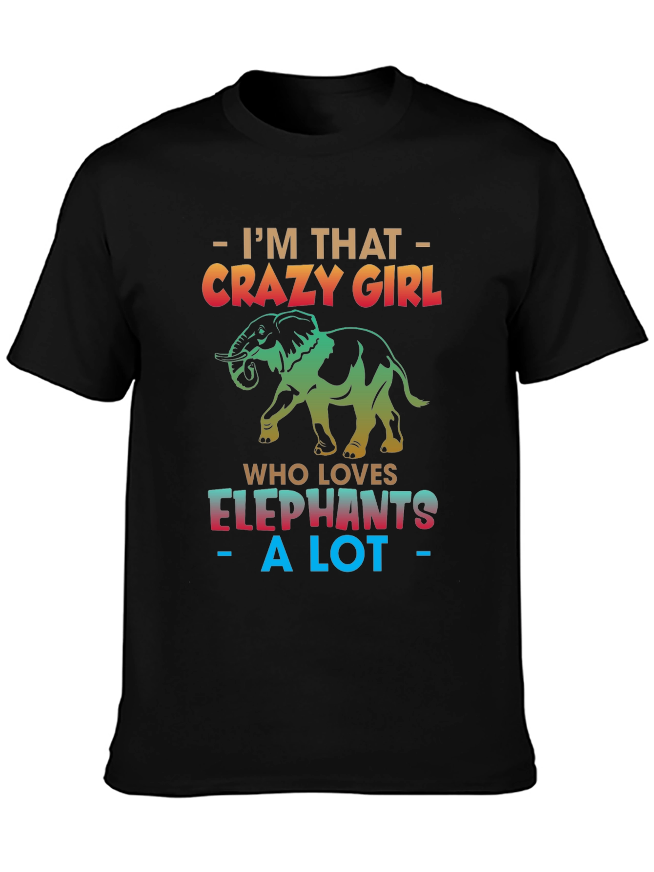Black Crazy Elephant Girl T-Shirt view 3