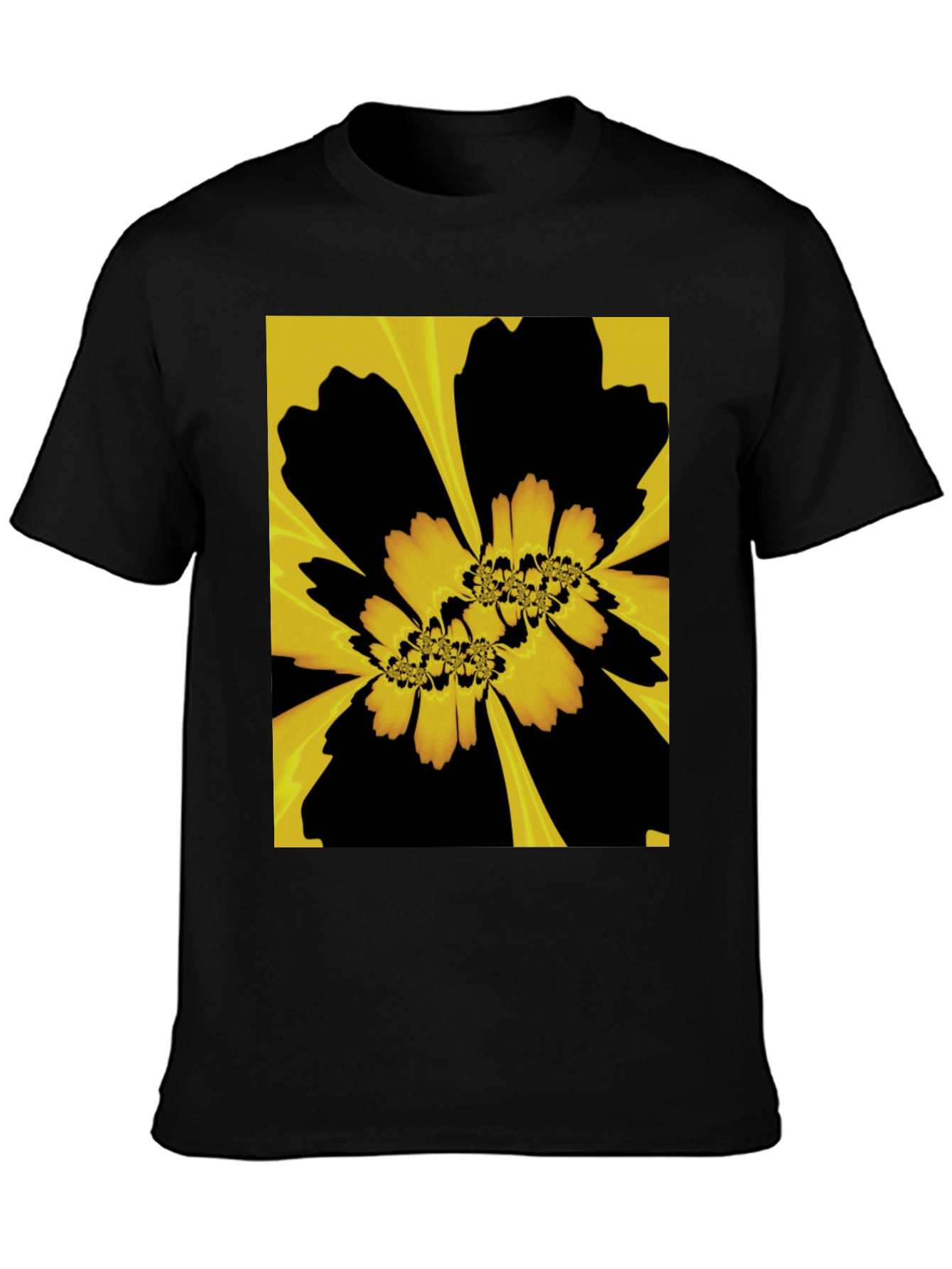 Black Abstract Floral Graphic Black T-Shirt view 3