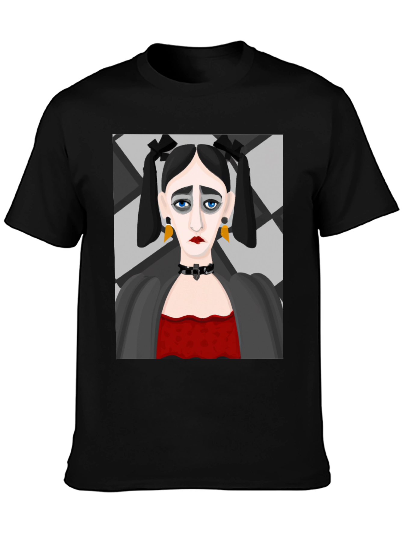 Black Goth Girl Graphic Print Black T-Shirt view 3