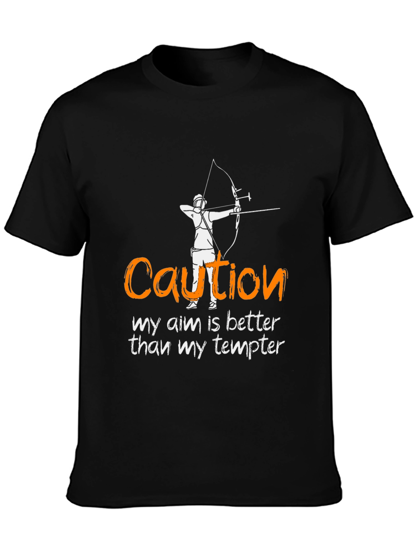 Black Caution: Archery Aim T-Shirt view 3
