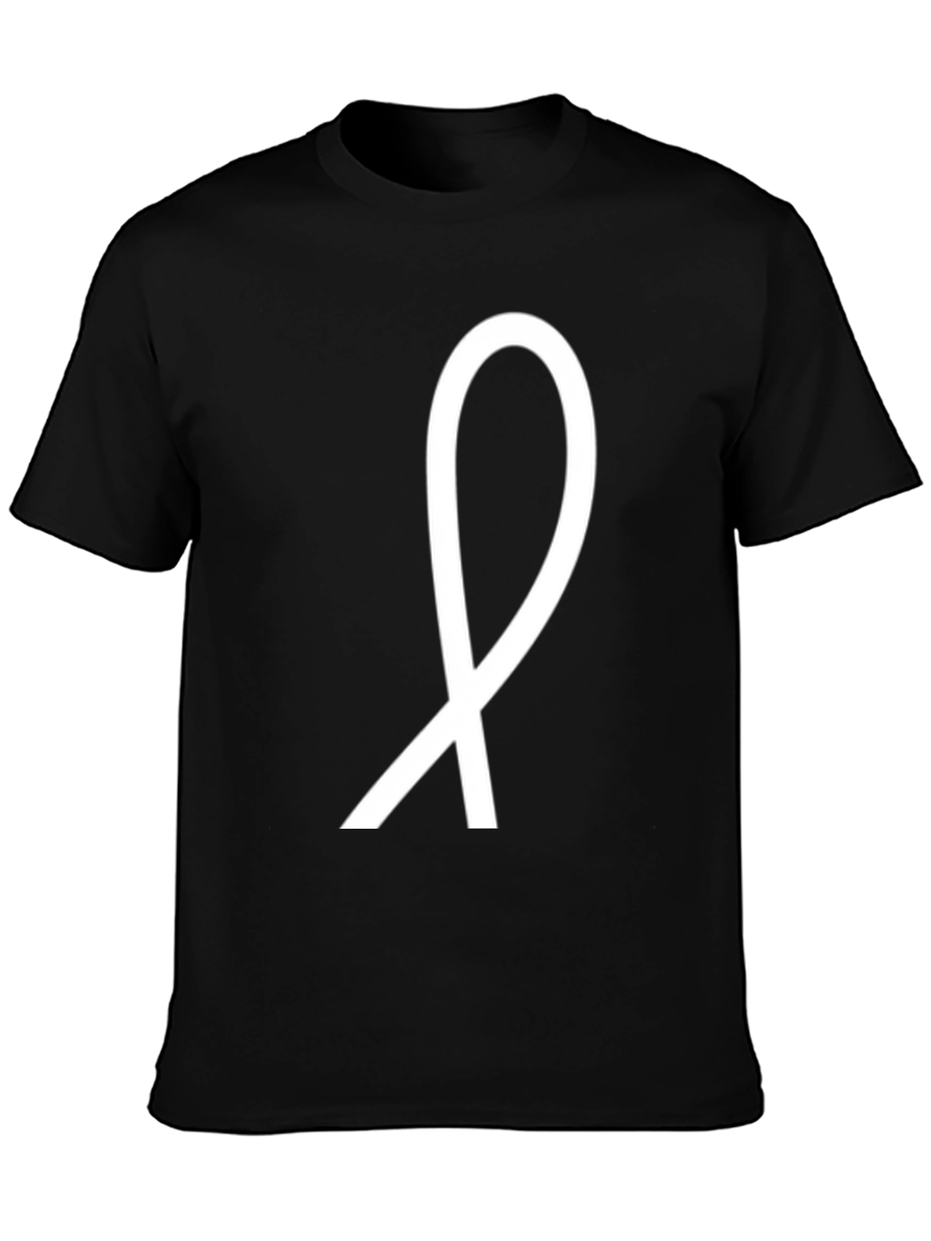 Black Minimalist Ribbon Graphic Black T-Shirt view 3