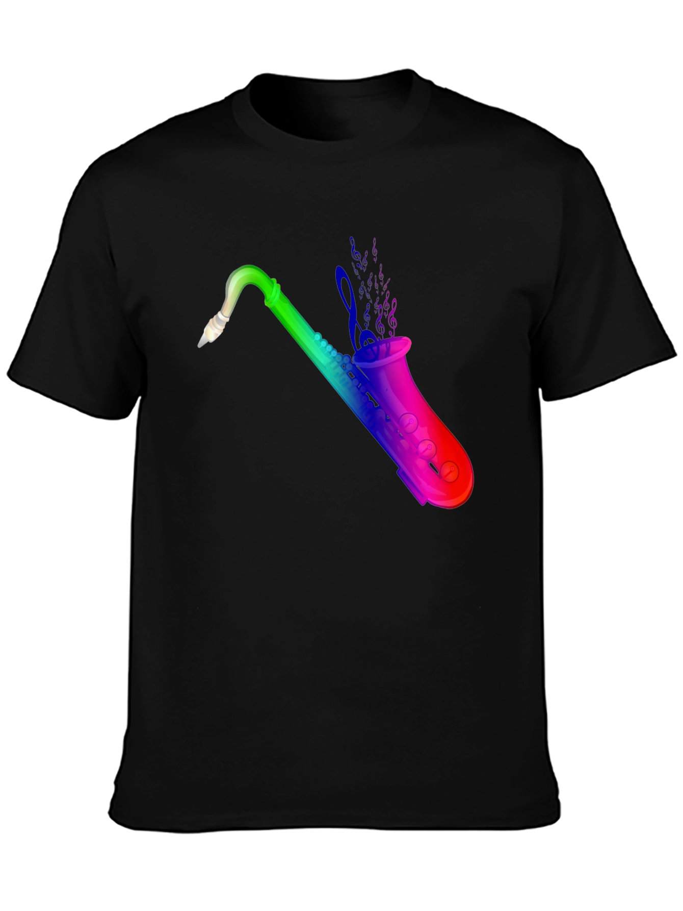 Black Rainbow Saxophone T-Shirt - Music Lover Tee view 3