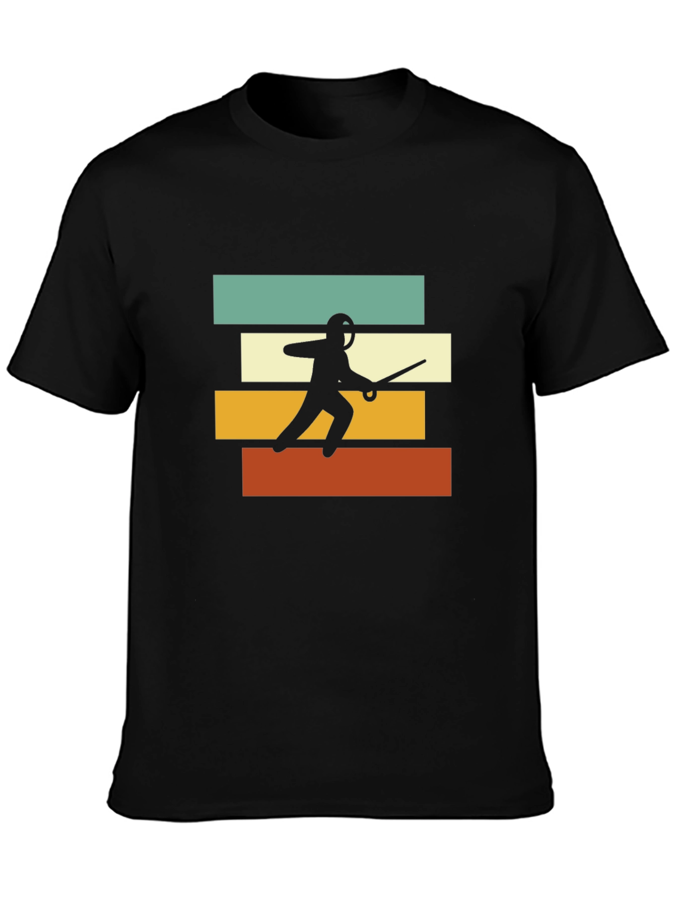 Black Fencing Retro T-Shirt - Black view 3