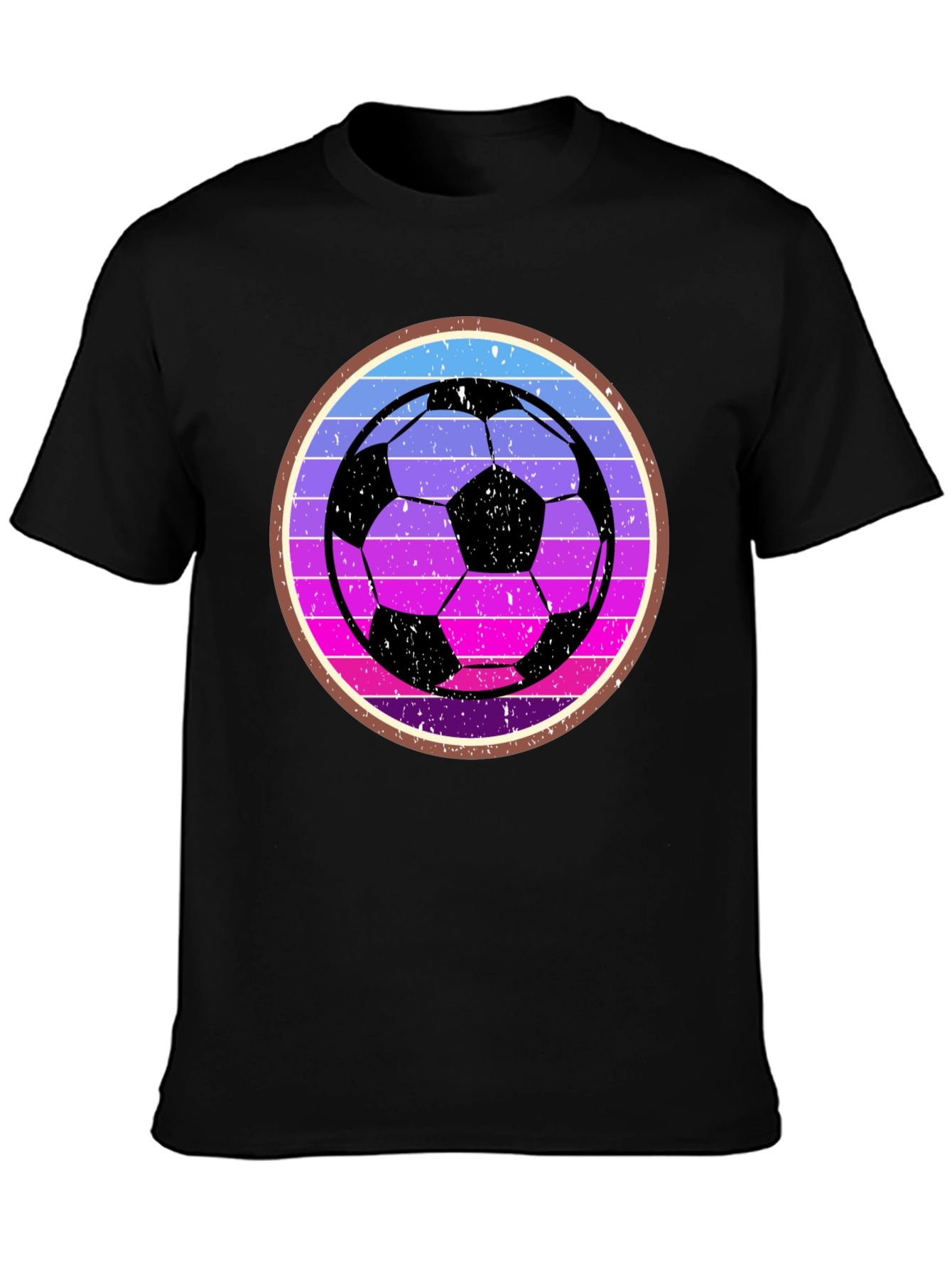 Black Retro Soccer Ball Graphic Tee view 3