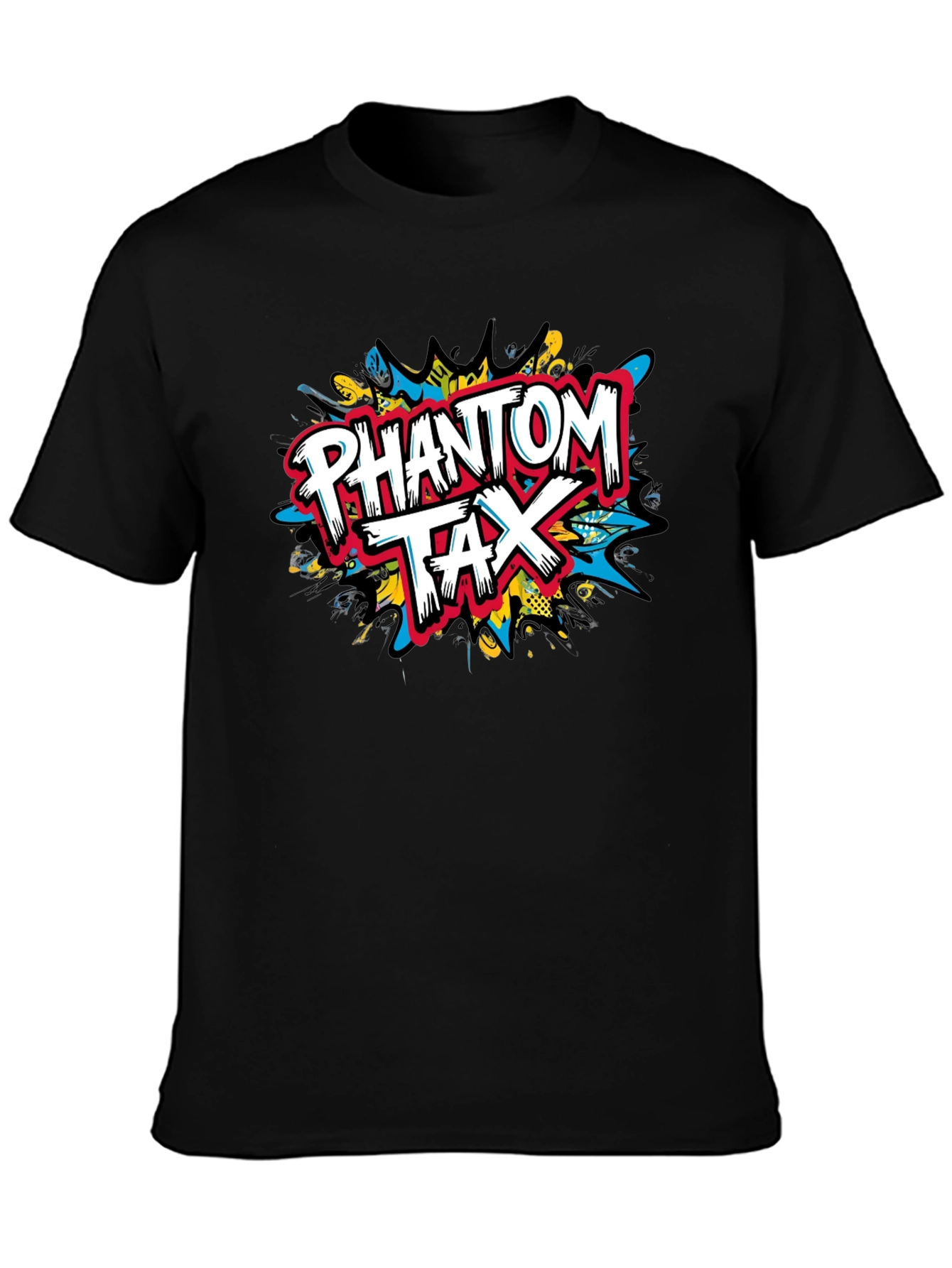 Black Phantom Tax Graphic Tee - Bold Design, Black Cotton Comfort view 3