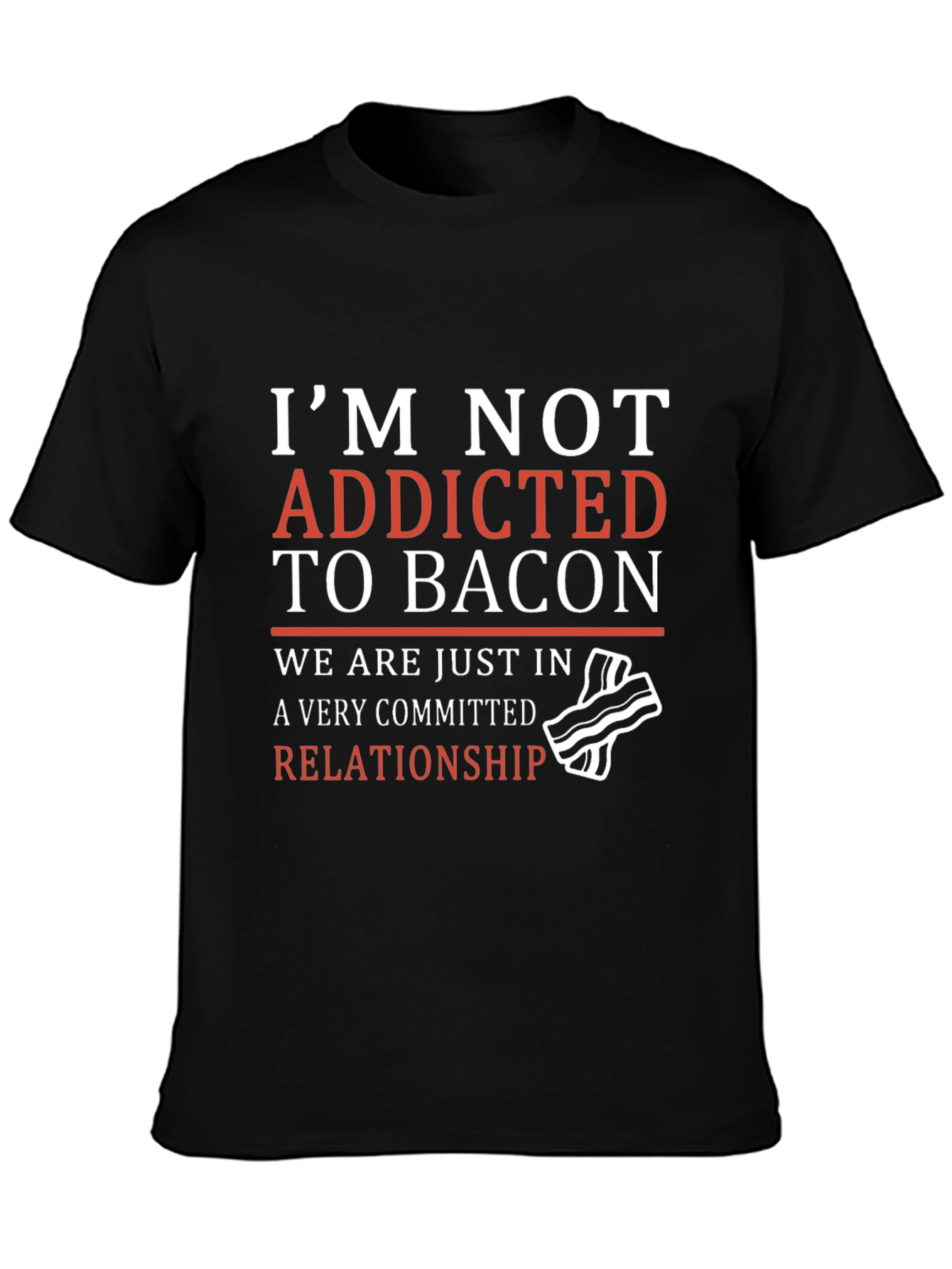 Black Funny Bacon Relationship T-Shirt view 3