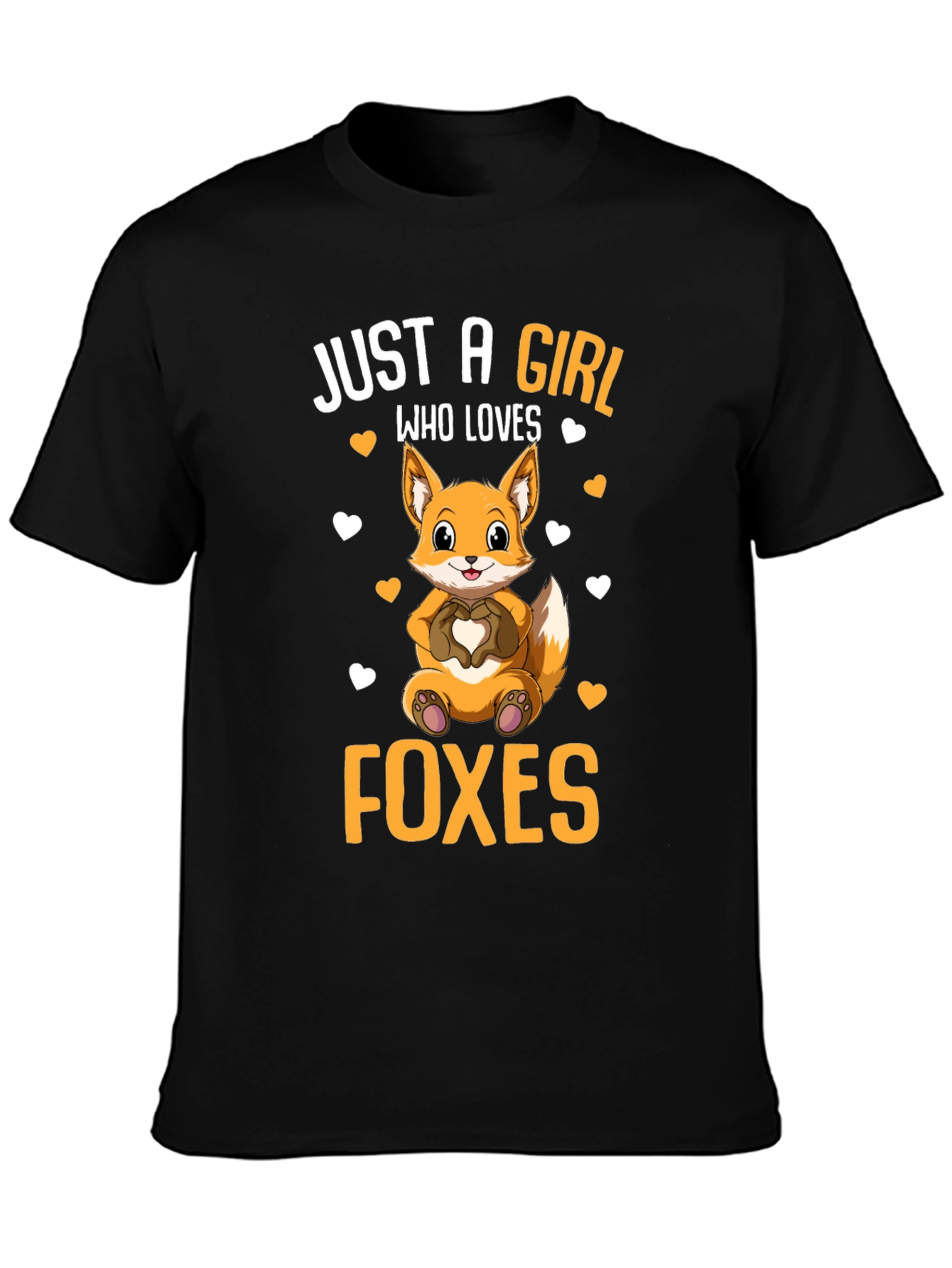 Black Just A Girl Who Loves Foxes T-Shirt view 3