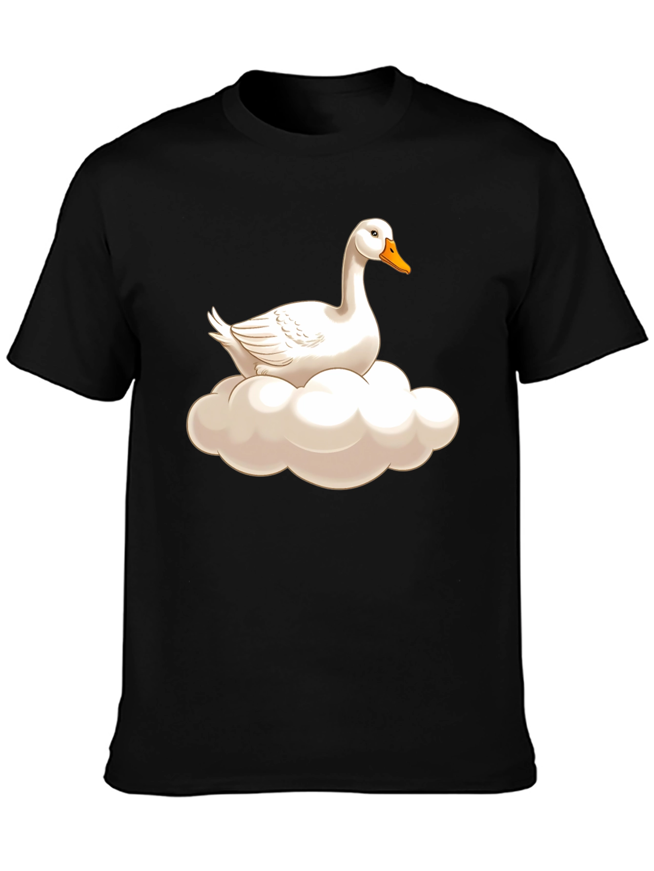 Black Goose on Cloud Graphic Tee - Black Cotton T-Shirt view 3