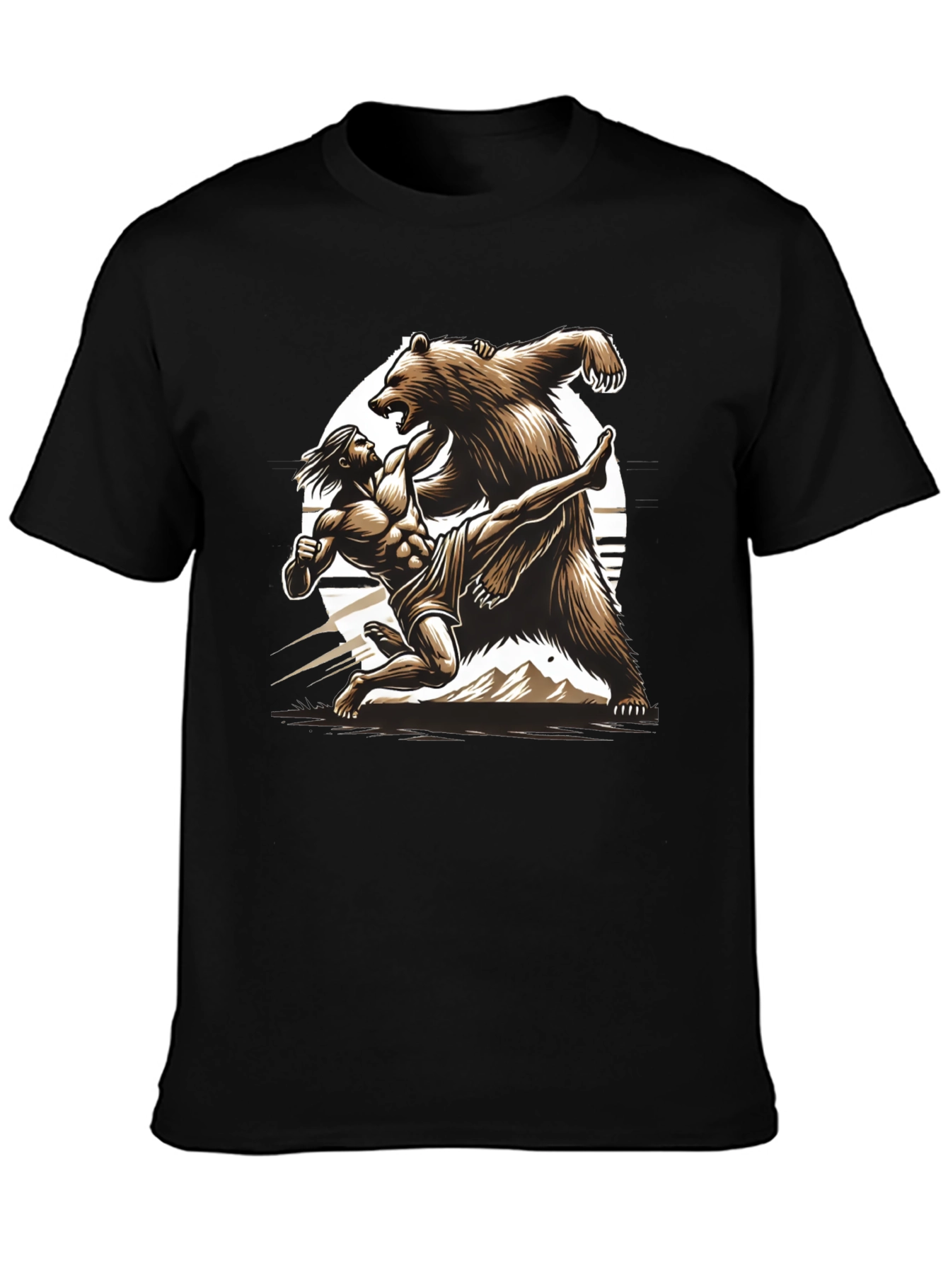 Black Man Vs Bear Graphic T-Shirt view 3