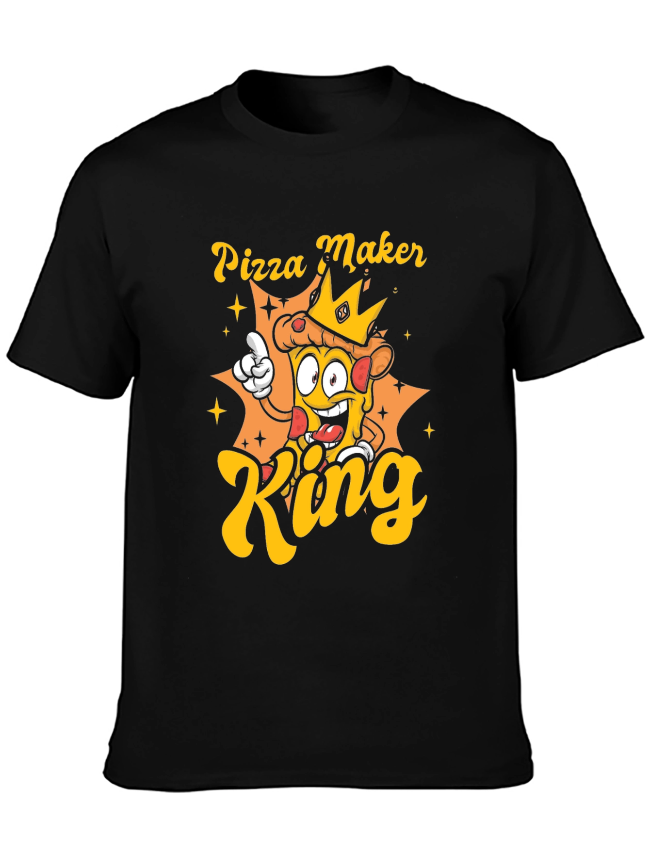 Black Pizza Maker King Graphic T-Shirt - Unisex view 3